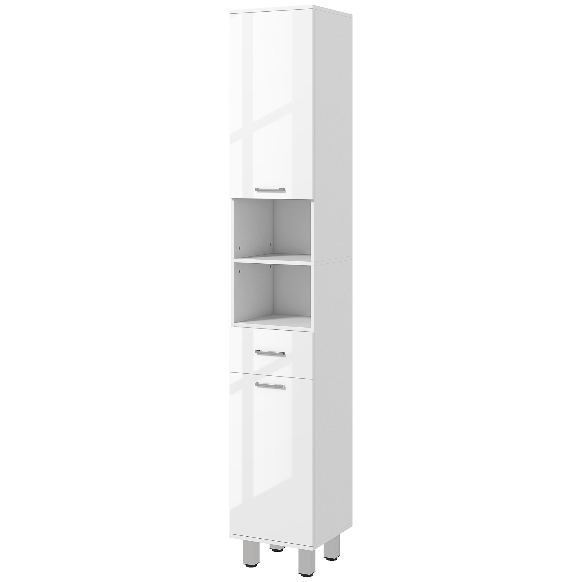 kleankin Badkamerkast, Badcommode, met Planken en Lade, Verstelbaar, Wit