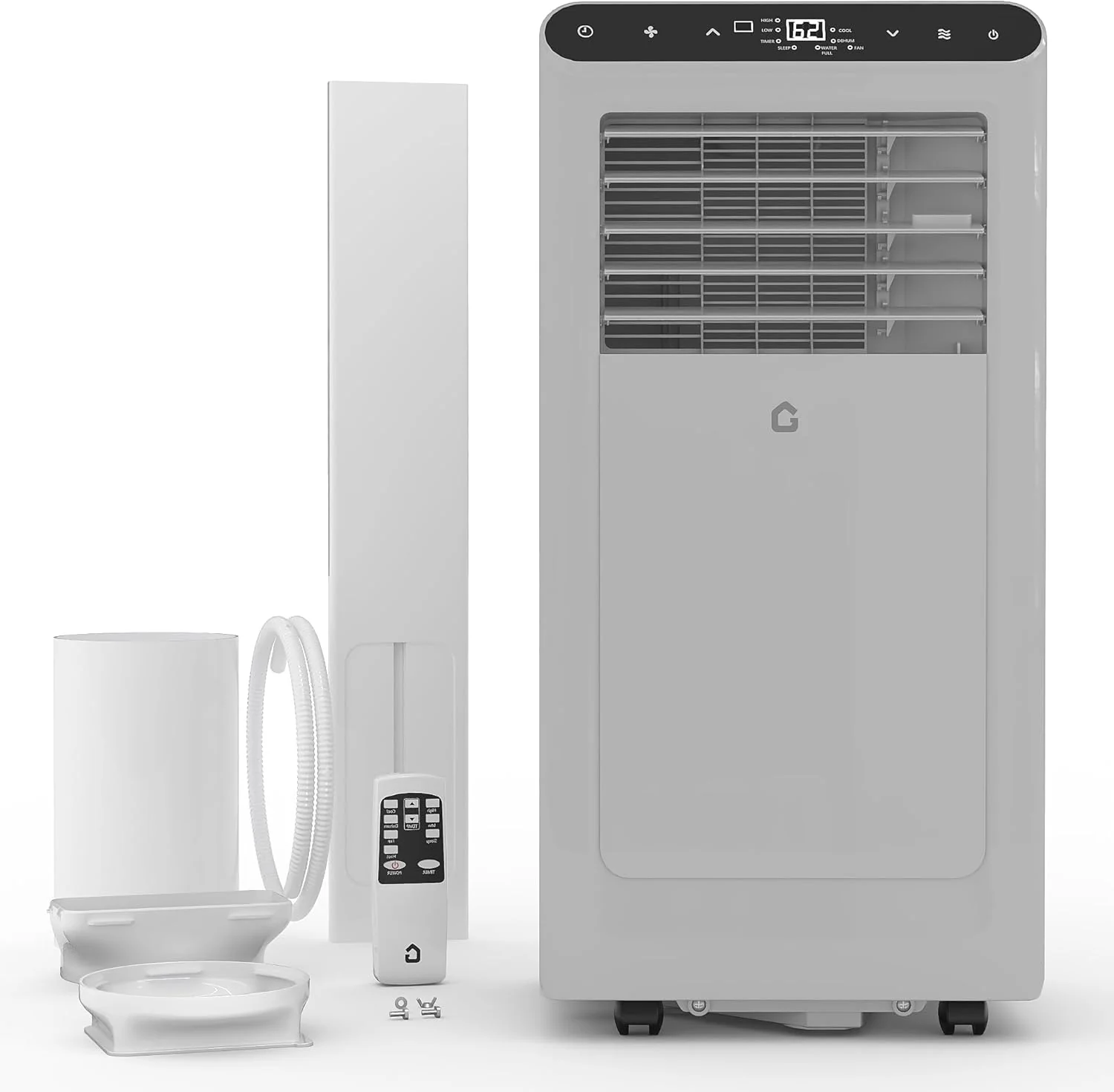 Garvee 8000 BTUs Portable Air Conditioner.Up to 350 Sq.Ft. Remote Control 48dB Portable AC Unit. Dehumidifier. Fan. Sleep. 24H Timer&Installation Kit. DOE Certified. Ceer 6.2. White+Black Panel