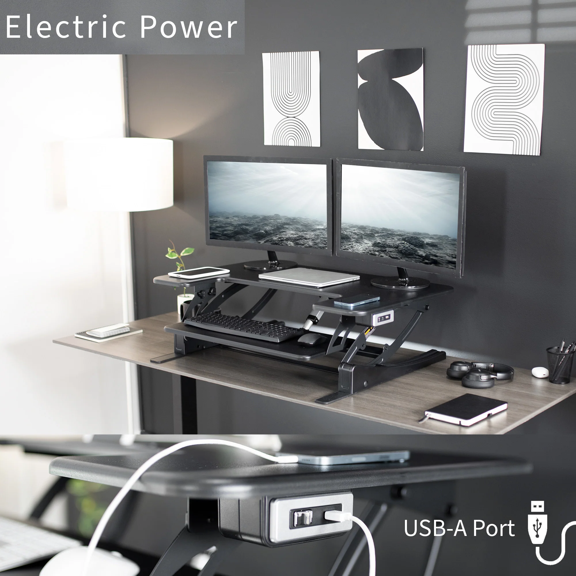 Elektrische Bureau Converter van 36�� �C Ergonomisch Zit-Sta Werkstation met Soepele Hoogteverstelling