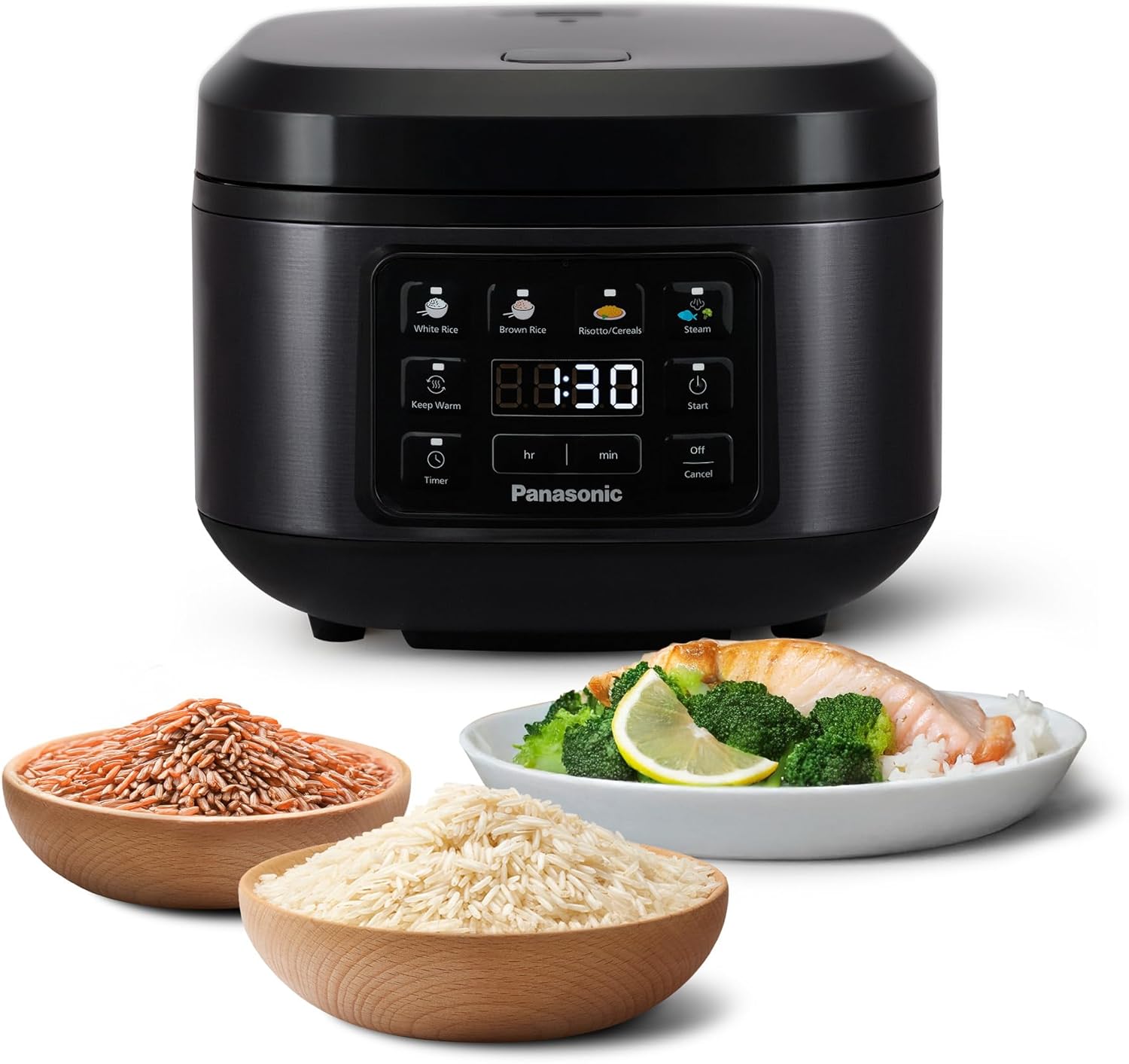Panasonic SR-DA152KXE Automatischer Reiskocher mit Dampfgarer, Fuzzy-Logik, Wasserverhältnisanzeige, BPA-frei, Warmhalten, Startverzögerung, spülmaschinengeeignete Teile, vielseitig, schwarz