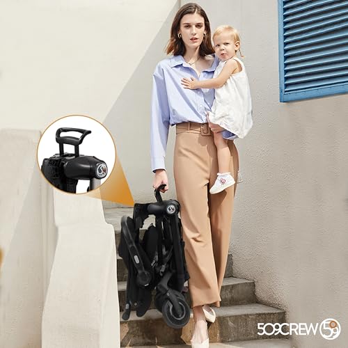 509 Crew EZ TRAVELLER Baby Buggy Stroller Pushchair, Easy & Compact Fold, 2 posizioni Recline Backrest, manico regolabile, barra frontale regolabile, Canopy, Basket, da 6 m a 15 kg, nero : Prima infanzia