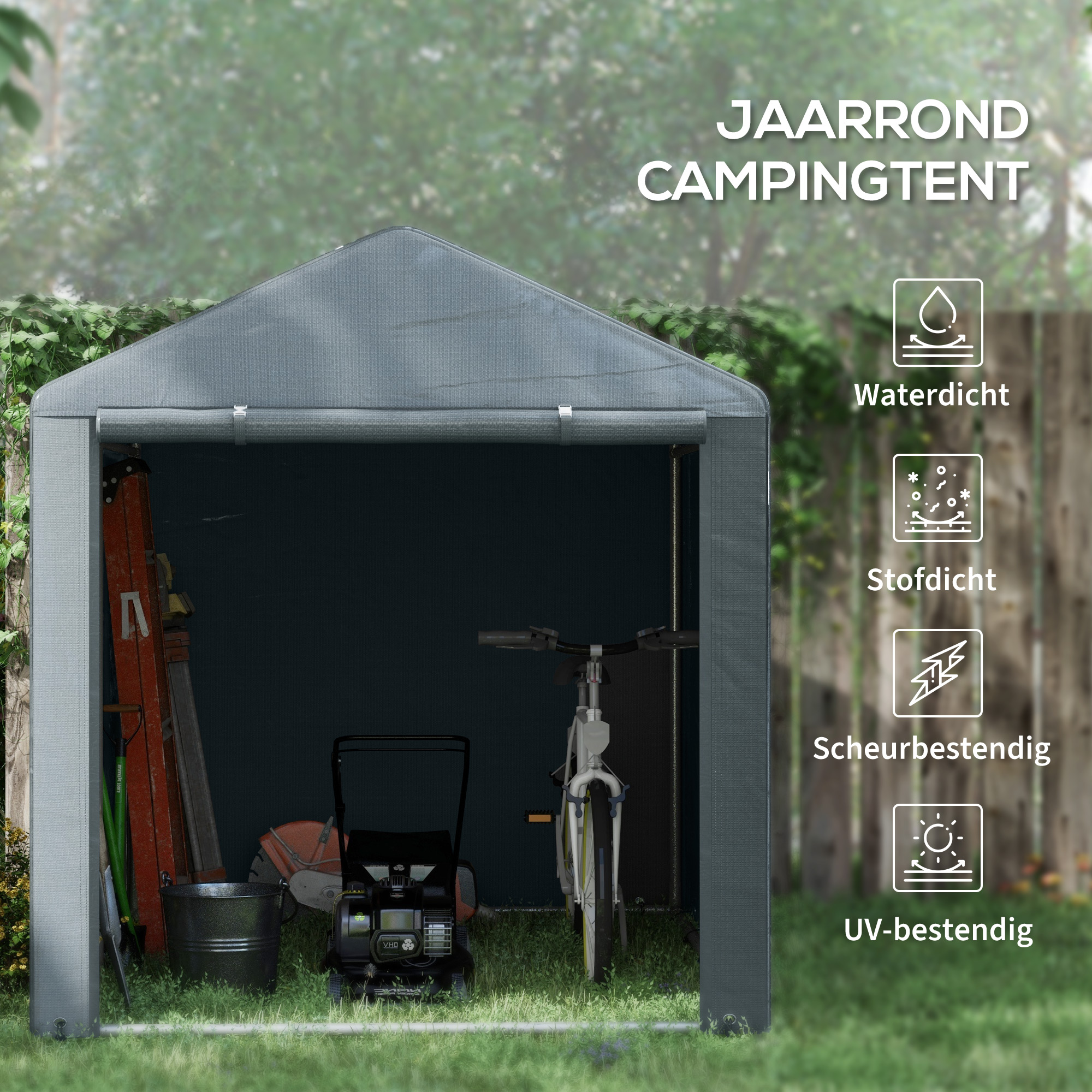 Tuinschuur, Tentgarage, Grote Deur, Roestvrij Metalen Frame, 160x218x172 cm, Donkergrijs