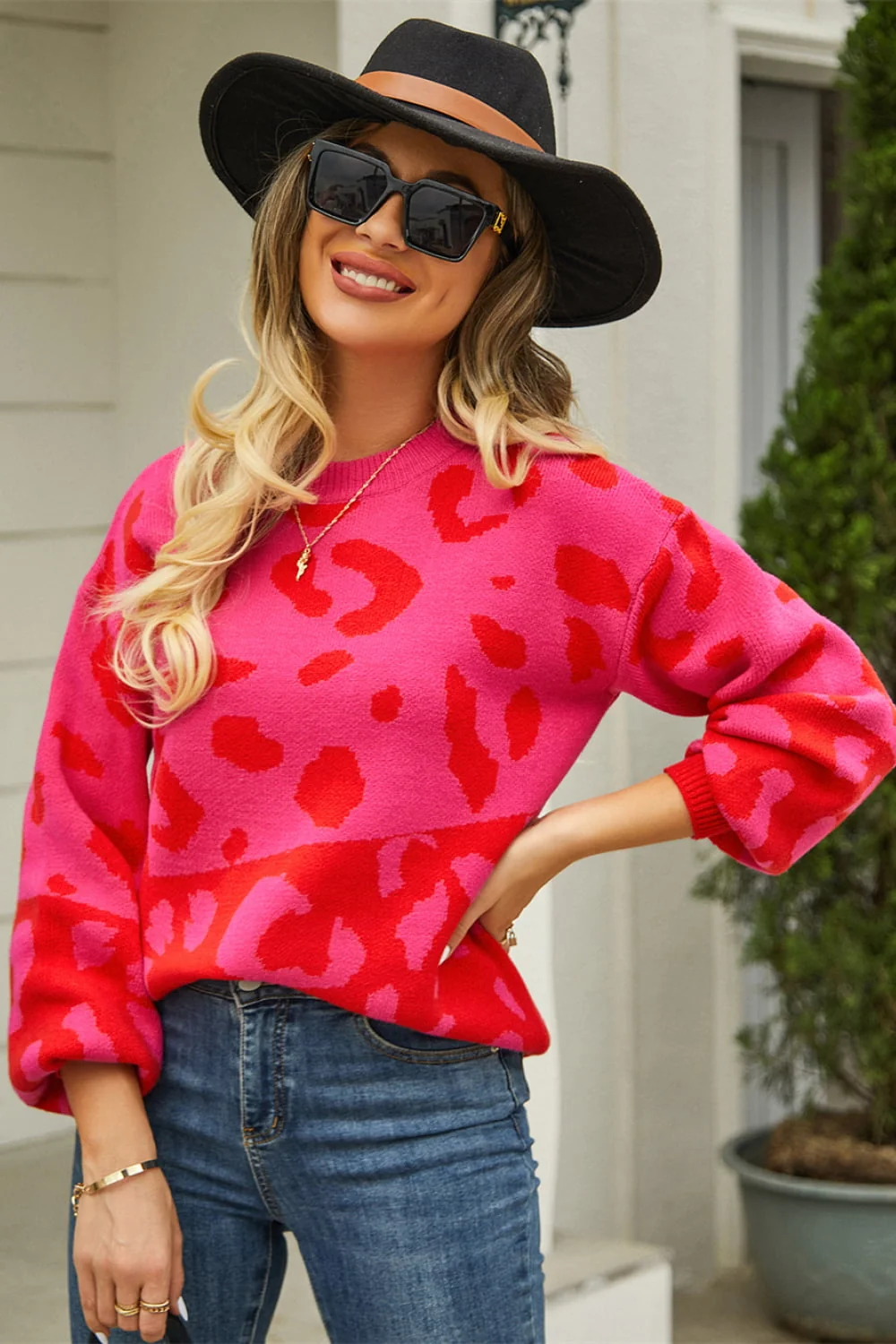 Woven Leopard Sweater