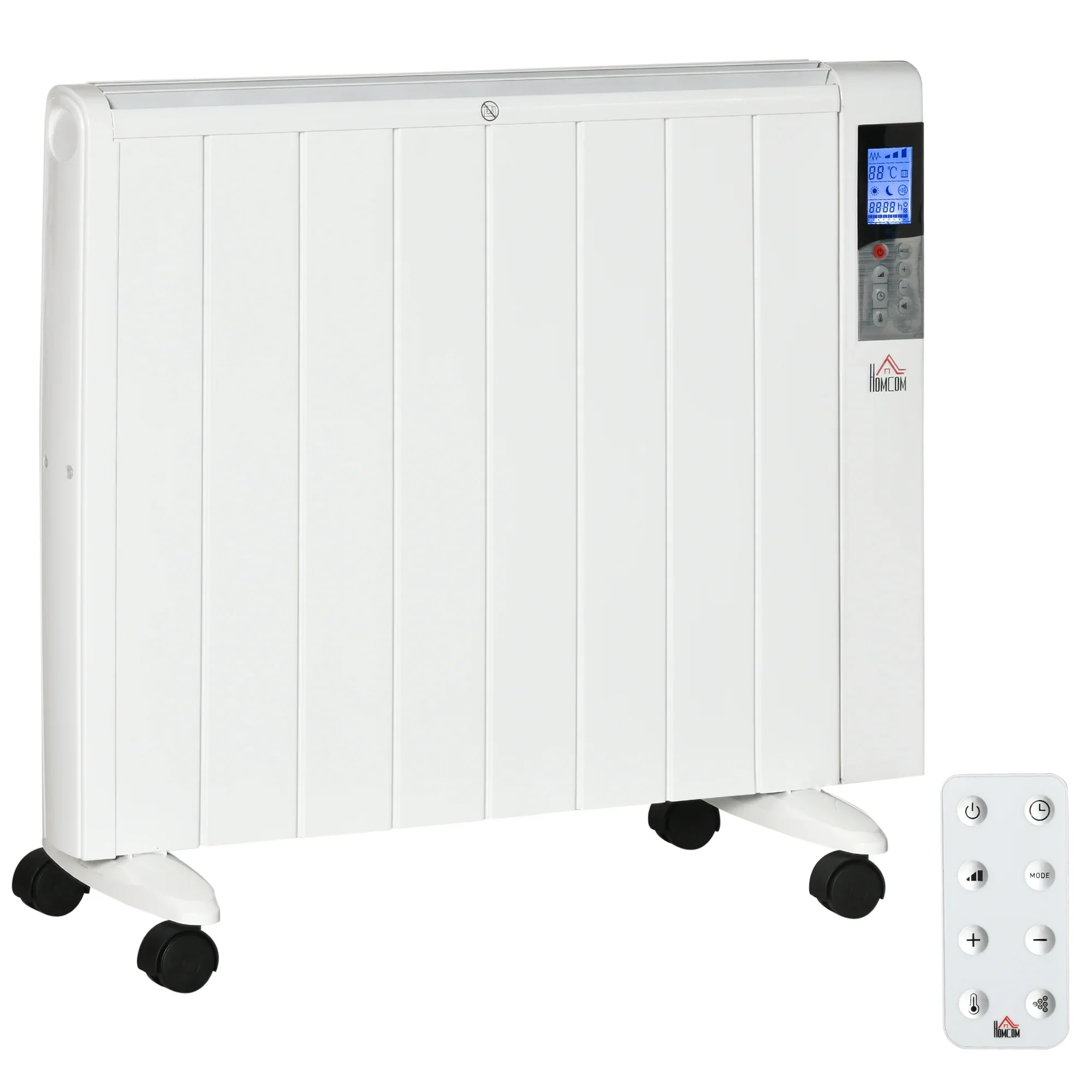 HOMCOM elektrische convector, 2 warmtestanden, afstandsbediening, wit