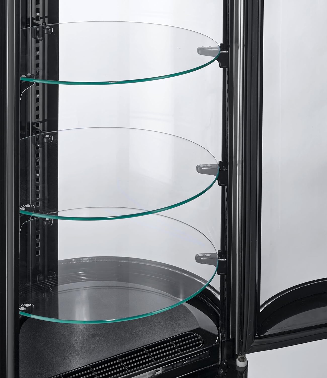 METRO Professional Kuchen-Vitrine GRV1100, Gastro, Edelstahl/Glas, 100 L, Umluftkühlung, 490W, Temperaturanzeige, automatisches Abtauen, rund, silber, Klimaklasse 6