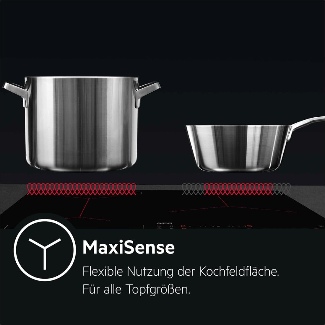 AEG Induktionskochfeld autark 80cm mit Dunstabzug / Made in Germany / 4 Flex-Kochzonen mit Bridge (Kombination 2er Zonen) / Auto-Funktion des Dunstabzugs / Aktivkohlefilter / COLI84COXB