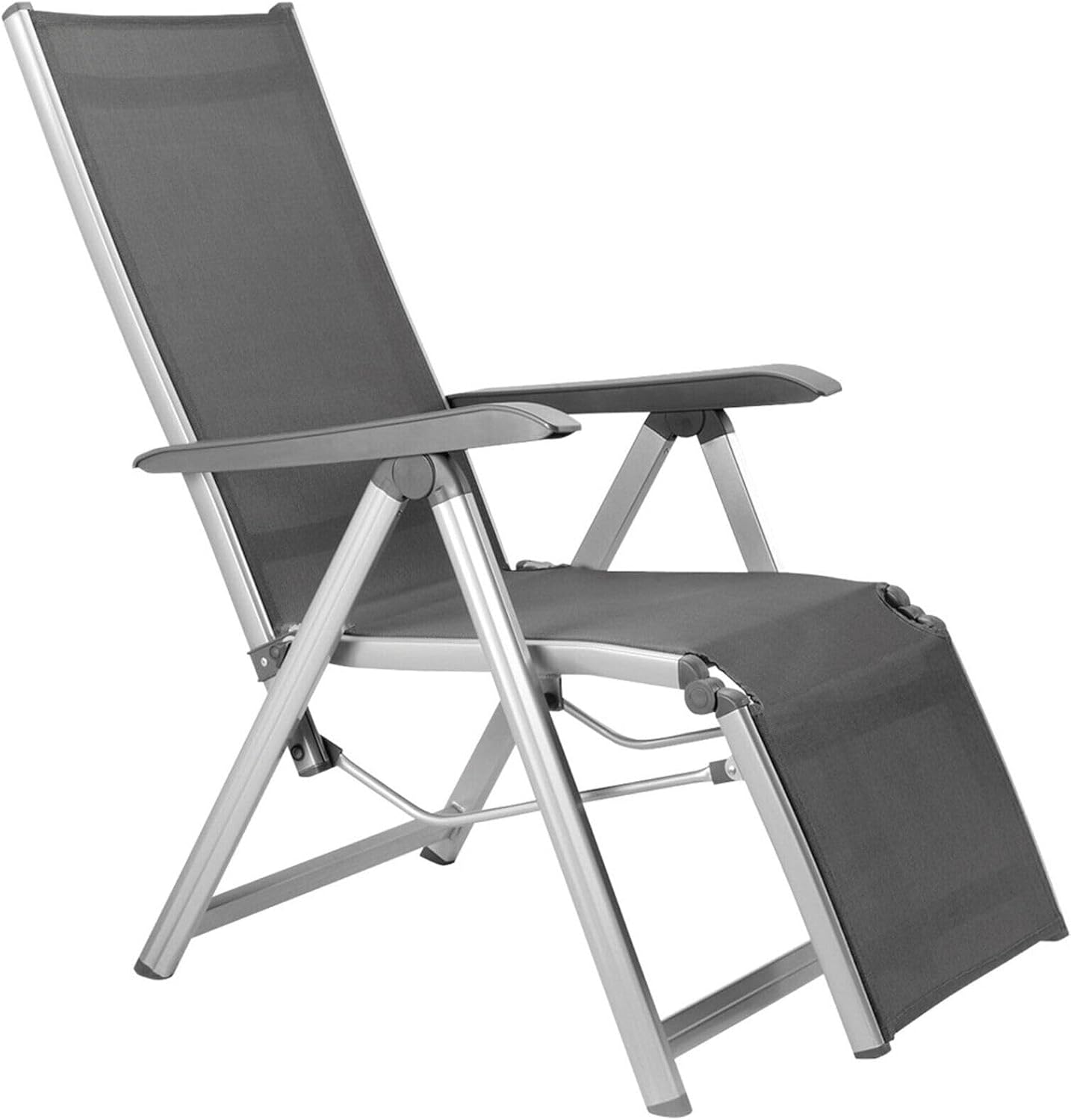 Kettler Basic Plus Advantage Relaxliege Aluminium - praktische Klappliege - Liegestuhl verstellbar & leicht zusammenklappbar - wetterfeste Gartenmöbel - silber/anthrazit