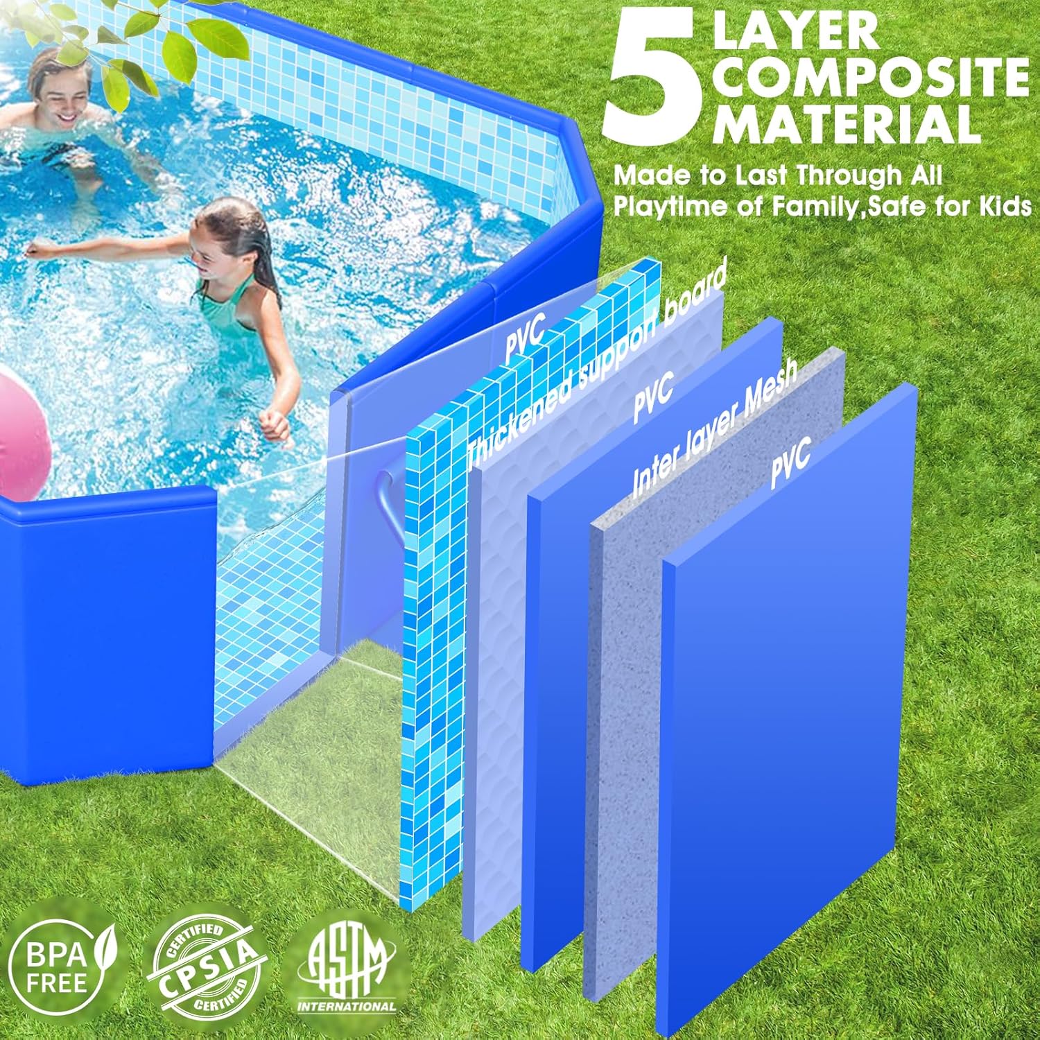 Foldable Pool Large Non-Inflatable Swimming Pool Kids Adult Collapsible Pools Hard Plastic Shell