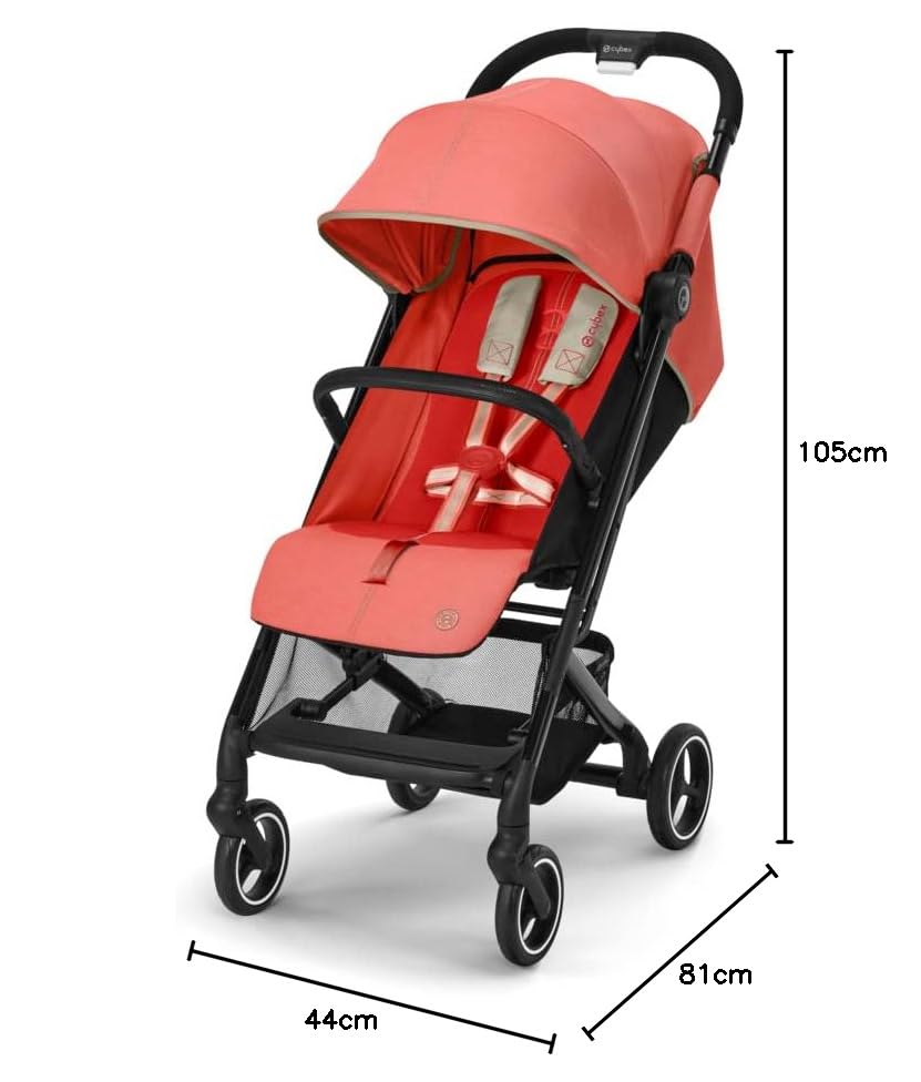 Cybex Gold Kinderwagen Beezy mit One-Pull Harness, Ab Geburt bis ca. 4 Jahre (max. 22 kg), Kompakt und ergonomisch, Almond Beige (Beige mit schwarzem Rahmen)