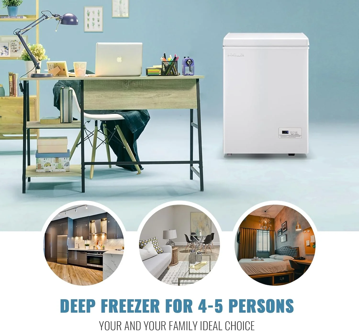 Chest Freezer 5.0Cubic Feet Deep Freezer Freestanding Freezers Removable Stainless Steel Basket