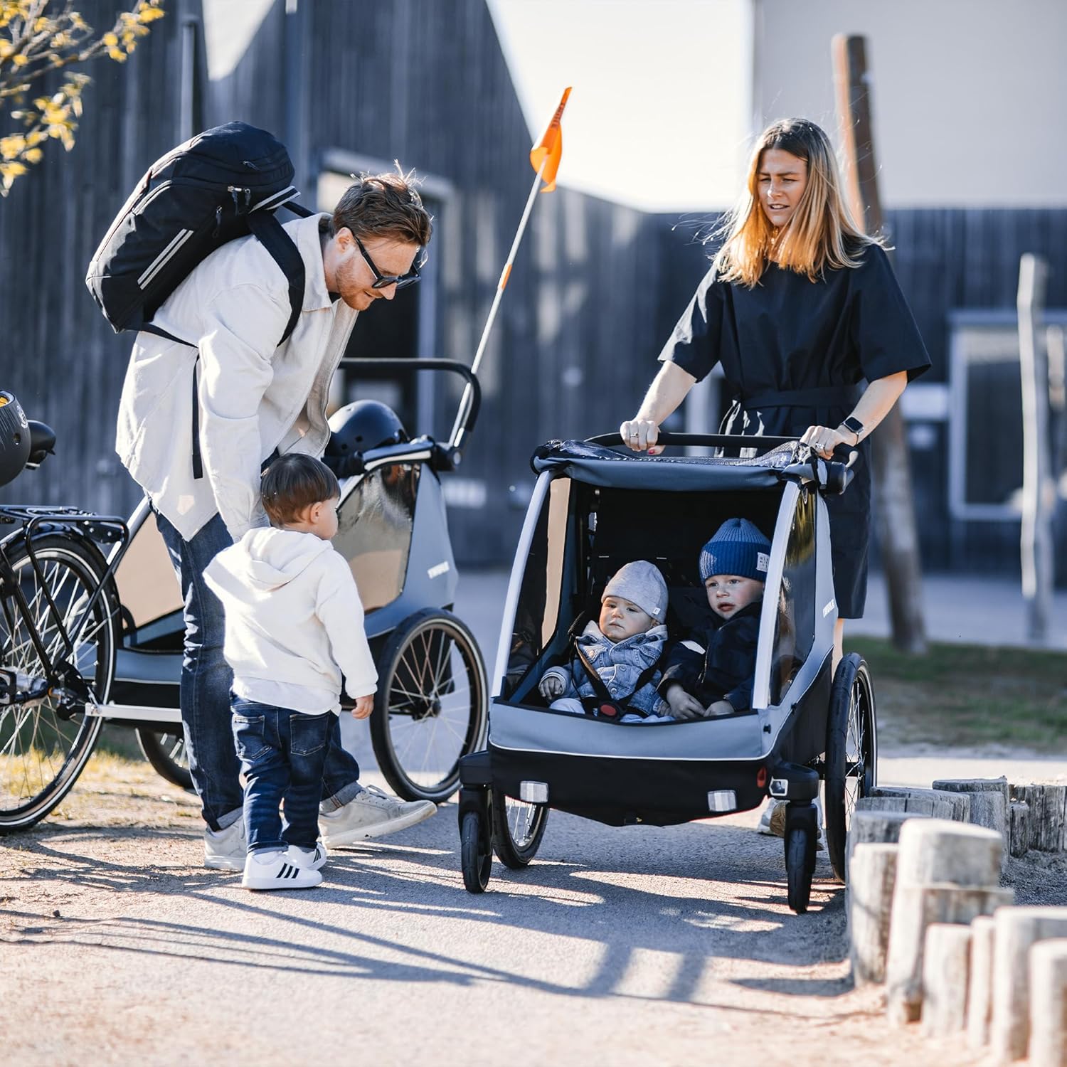 Thule Courier Fahrradanhänger Hunde, Fahrradanhänger für 2 Kinder Aegean Blue One-Size
