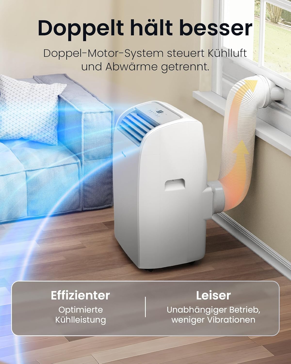 Newentor mobile Klimaanlage 14000 BTU, Klimaanlage mobil mit Abluftschlauch für Räume bis 50㎡, kühlen/entfeuchten/ventilieren mit Fernbedienung