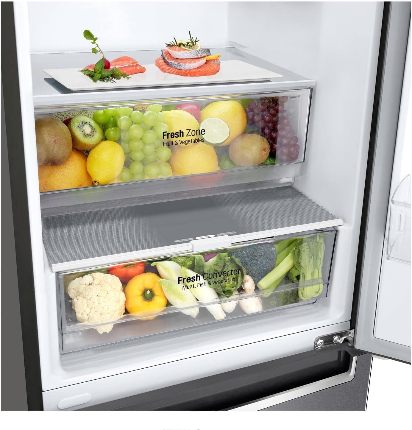 LG GBV22NCCEP Kühl-/Gefrierkombination – Smart Inverter Compressor, Total No Frost, Modern Flat Door Design, Matt Schwarz Metallic, Energieeffizienz A