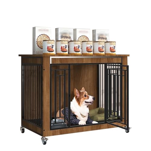 Gabbia per cane in Metallo Legno Mobile Kennel per Cani da Interno con Maniglia e Chiavistello Grande Taglia Gabbia Cuccia Moderna da Interno per Cani fino a 60 kg Elegante Recinto. (Color : Walnut c : Amazon.it: Prodotti per animali domestici
