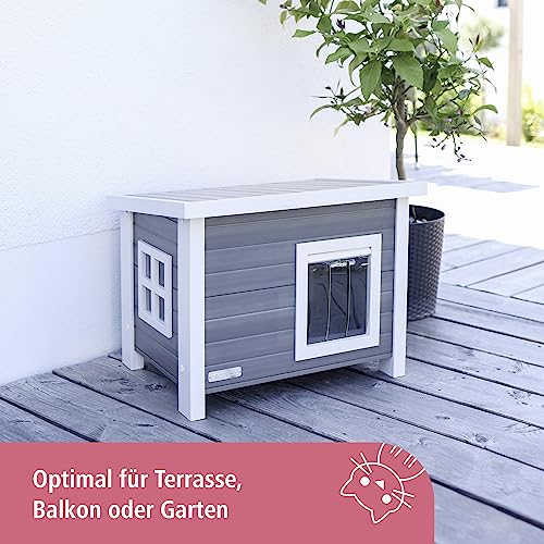 Kerbl Kitty Habitat Shed Kennel Eco Cat House, 57cm x 45cm x 43 cm, grigio / bianco : Amazon.it: Prodotti per animali domestici