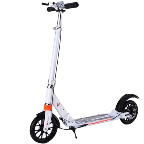 Monopattino Elettrico Per Adulti Non Elettrico, Pieghevole, Monopattino Per Pendolari Con Freno A Mano A Disco A Ruota Grande E Doppia Sospensione,per Adulti, Adolescenti, Donne, Uomini(White) : Sport e tempo libero