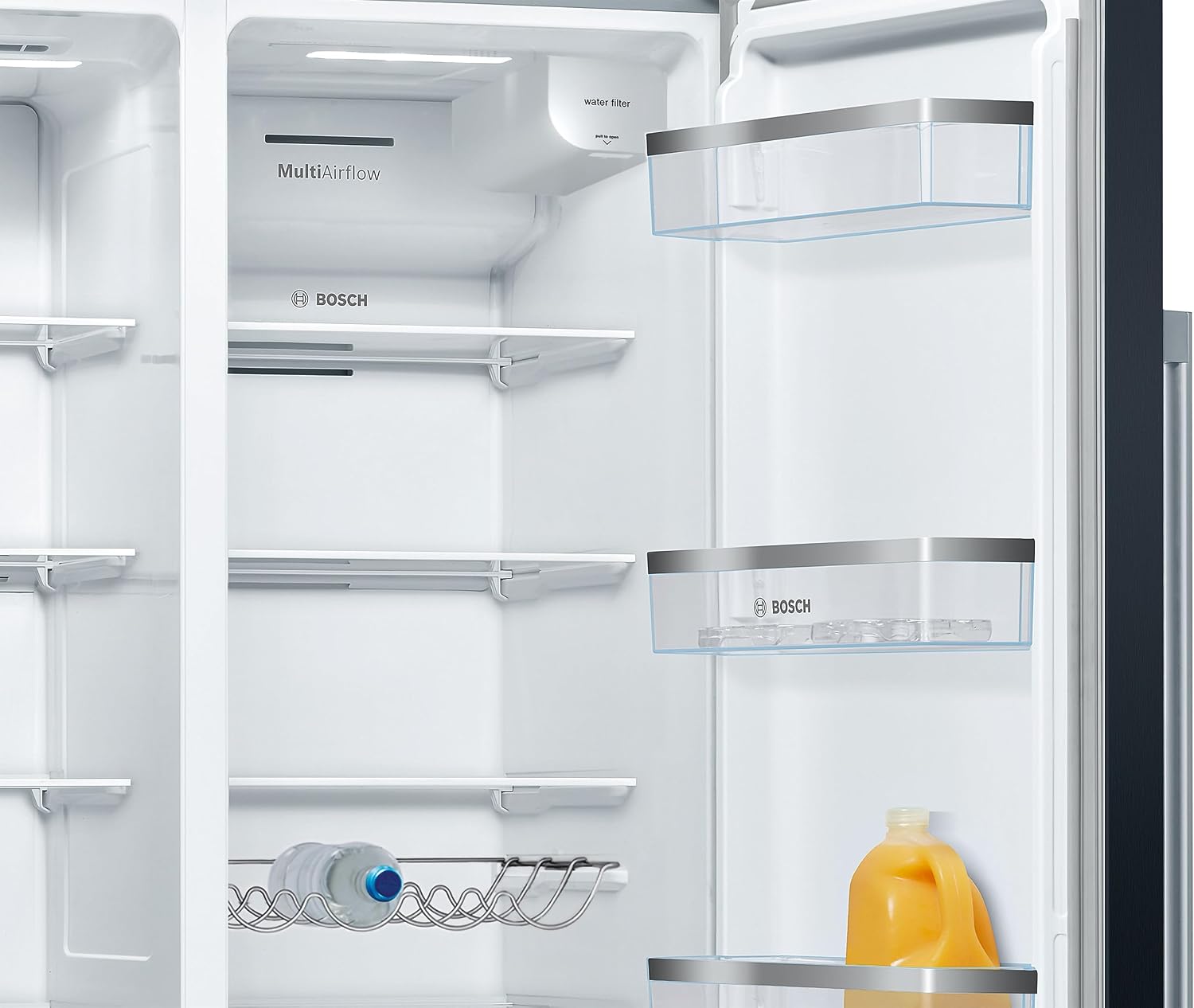 Bosch KAD93ABEP Serie 6 Amerikanischer Side-by-Side Kühlschrank, 178,7 x 90,8 cm, 371 L Kühlen & 191 L Gefrieren, Eis- und Wasserspender mit Wasseranschluss,No Frost, XXL-Fassungsvermögen