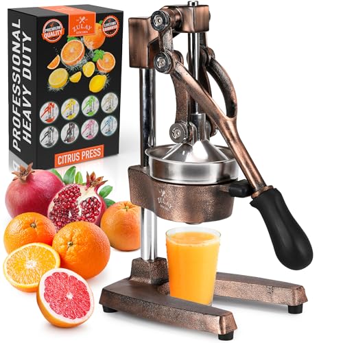 Zulay Kitchen Cast Iron Orange Juice Squeezer   Heavy Duty, Easy to Clean, Professional Citrus Juicer   Durable Stainless Steel Lemon Squeezer   Sturdy Manual Citrus Press & Orange Squeezer (Copper): Home & Kitchen