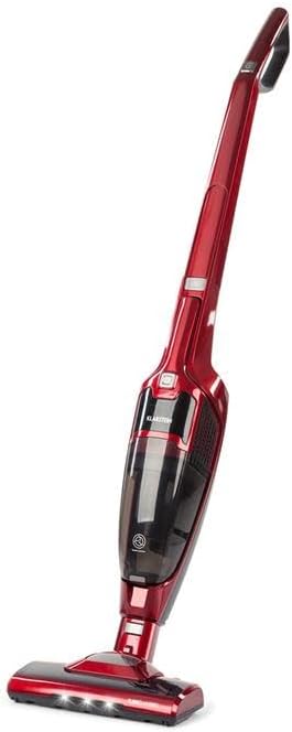 Klarstein TurboHybrid Zyklon Staubsauger, Akku Staubsauger, Staubsauger Kabellos für 50min Betriebsdauer (2 Saugstufen, Handstaubsauger, platzsparend, Li-Ion) metallic-rot