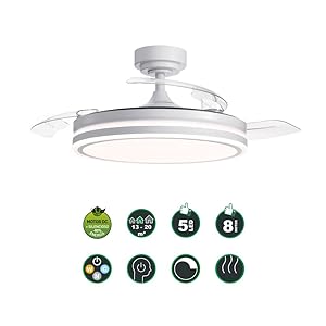ventilador techo blanco perla mini con luz y mando