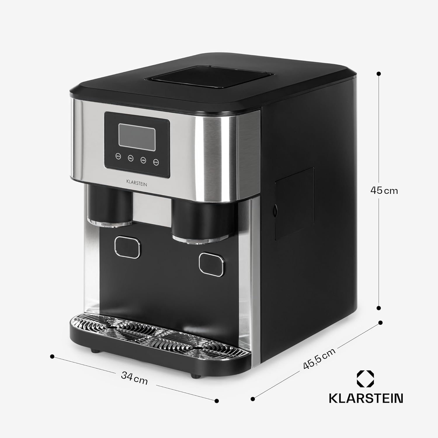 Klarstein Eiswürfelmaschine Klein, 1,8L Eiswürfelbereiter, Mini-Eiswürfelmaschine für Crushed und Bullet-Eis, Leichte Reinigung, Eiswürfelbereiter für 15kg/24h