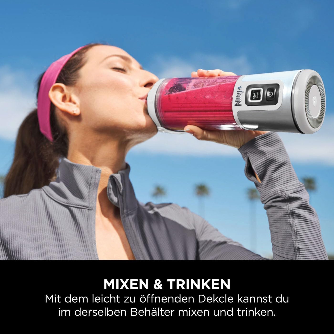 Ninja Blast Tragbarer Mixer / Blender / Smoothie Maker, 530ml Becher, Auslaufsicherer Deckel, Leistungsstarker Mini Standmixer, Kabellos & Wiederaufladbar, Zerkleinert Eis & Obst, Schwarz, BC151EUBK