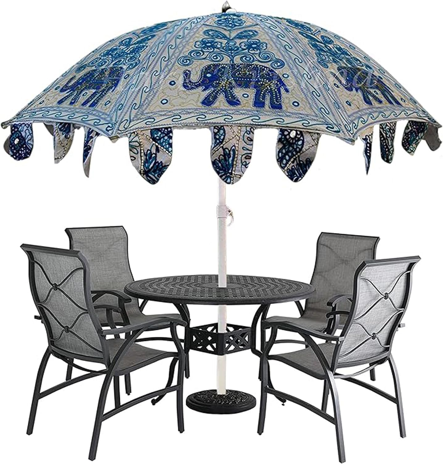 Strandschirme, Gartenschirm, Sonnenschirm für Sonne, dekorativer indischer Baumwollschirm, handgefertigt, bestickt