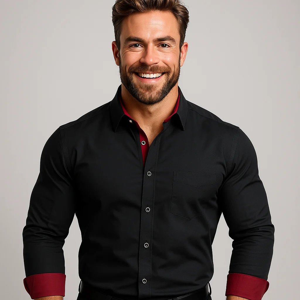 Herren Stretchhemd mit Stehkragen - Knitterfreies Arbeitshemd
