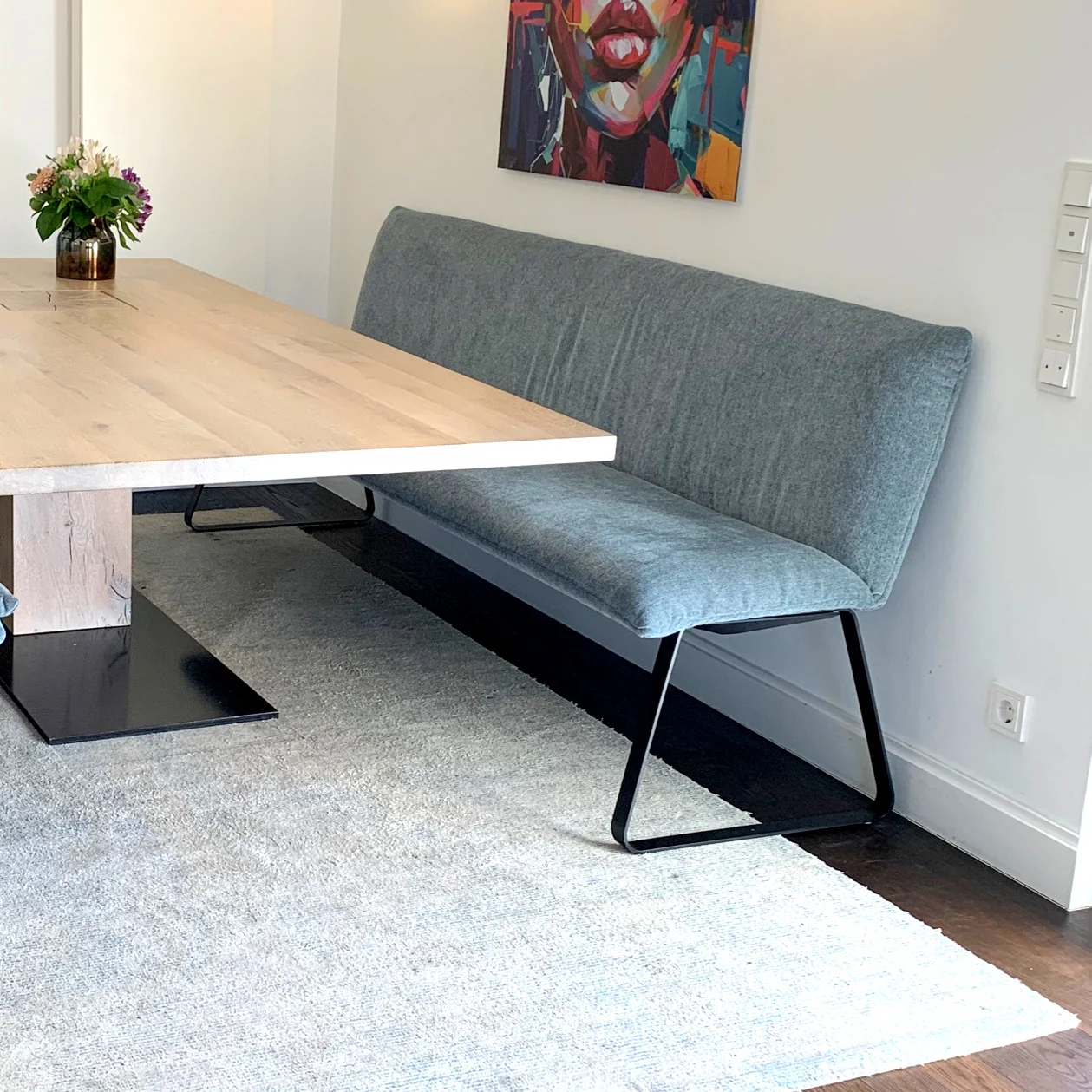 Diningbank BW Bielefelder Werksttten Heaven B220cm taubenblau