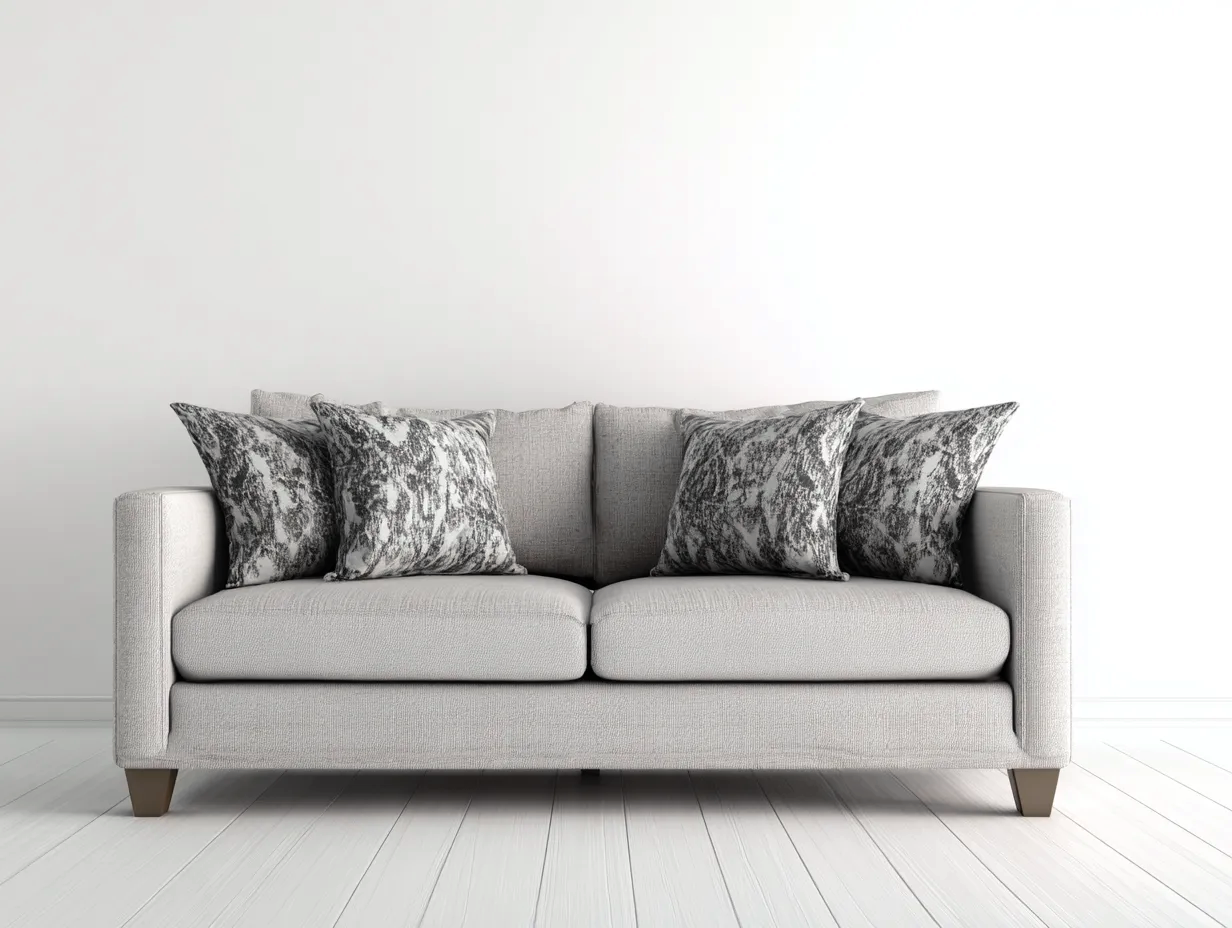 Zweisitzer Sofa - Stoff-Holz - 196 x 98 x 89 cm - Creme - Modern