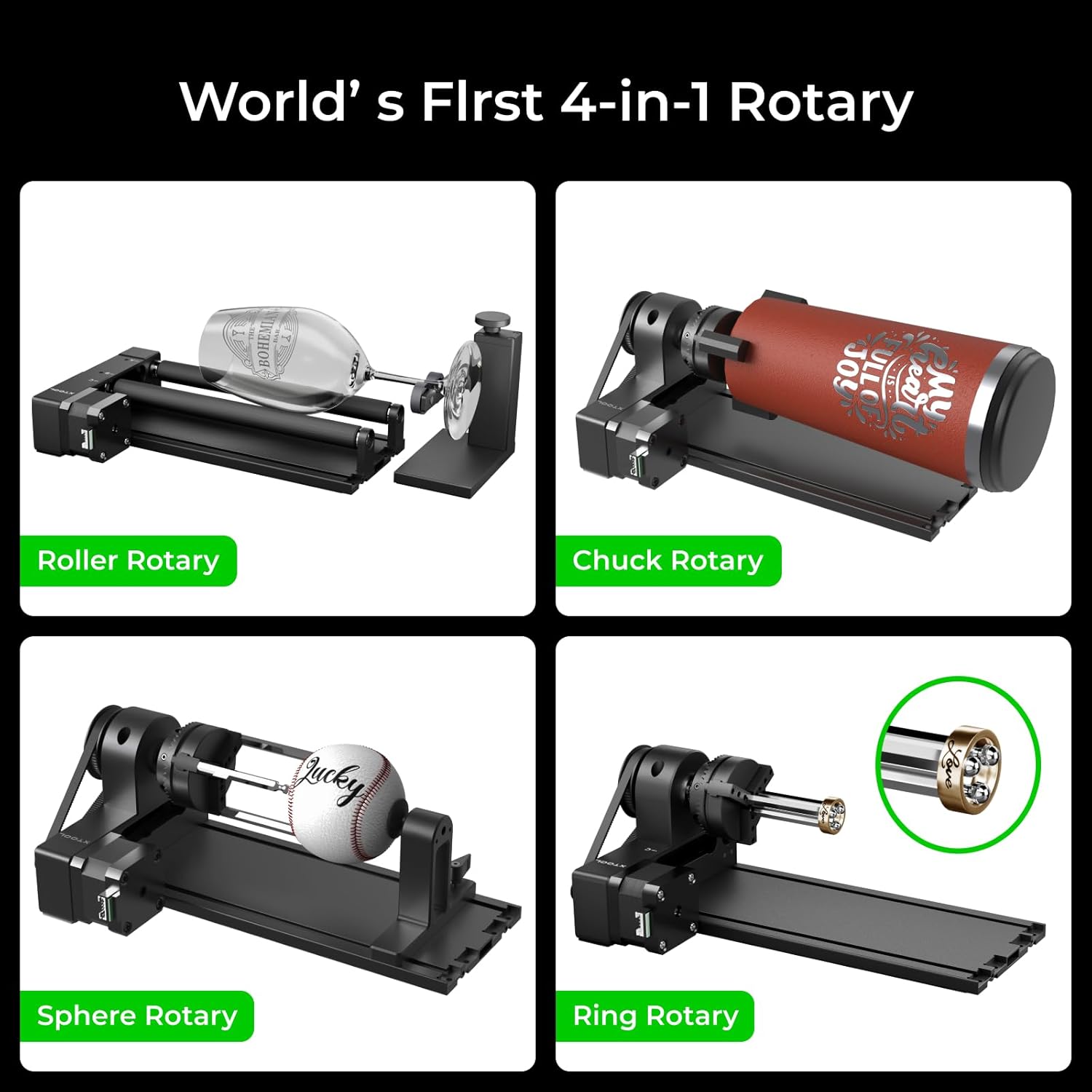 xTool RA2 Pro für xTool F1, S1, M1 Ultra, F1 Utra, P2S und die meisten Lasergravierer, Backenfutter Rotierend, Y-Achse Rotierend Walzengravurmodul zum Zylindrischen Objekten, Zubehör