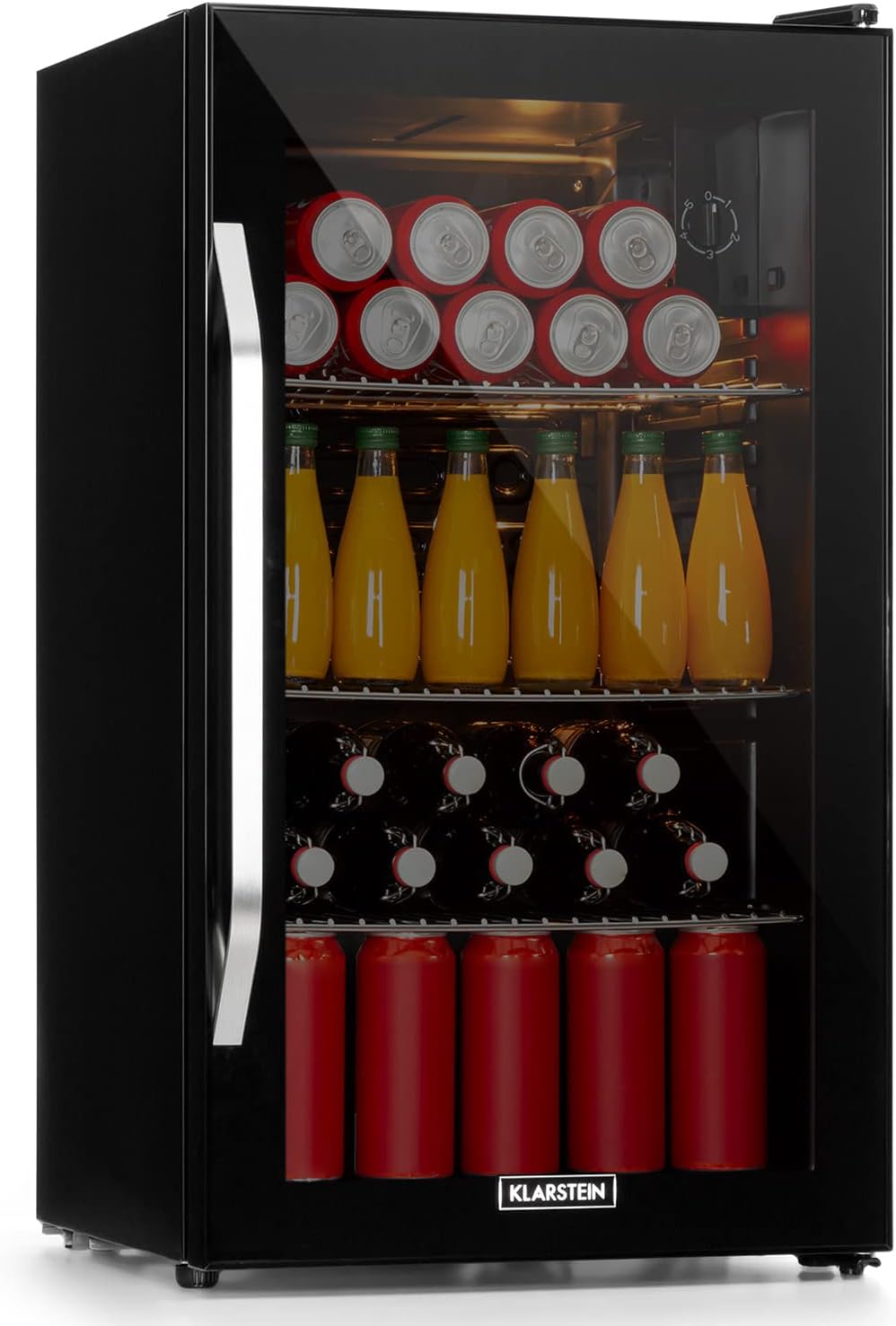KLARSTEIN Mini Frigo de Chambre et Bureau pour Boisson, Silencieux, Refrigerateur Mini Bar 80L, Pour Camping, Étagères Réglables, Ondulés pour le Vin, Cannette, Beer Fridge