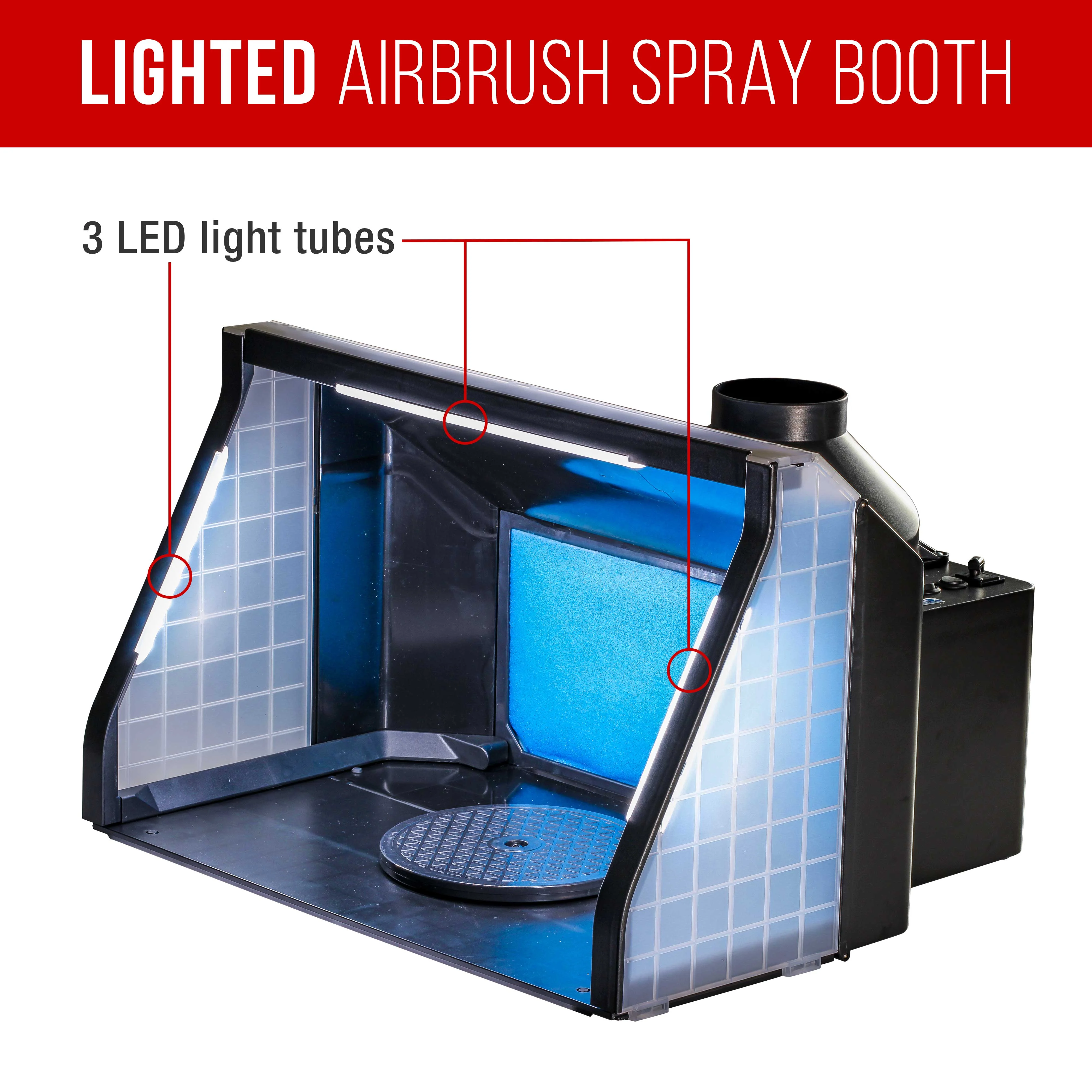 2025 Master Airbrush Draagbare Spray Booth Kit voor Airbrush met Dubbele Ventilator, LED-verlichting en Uitbreidbare Afvoerslang (tot 5,6 voet)