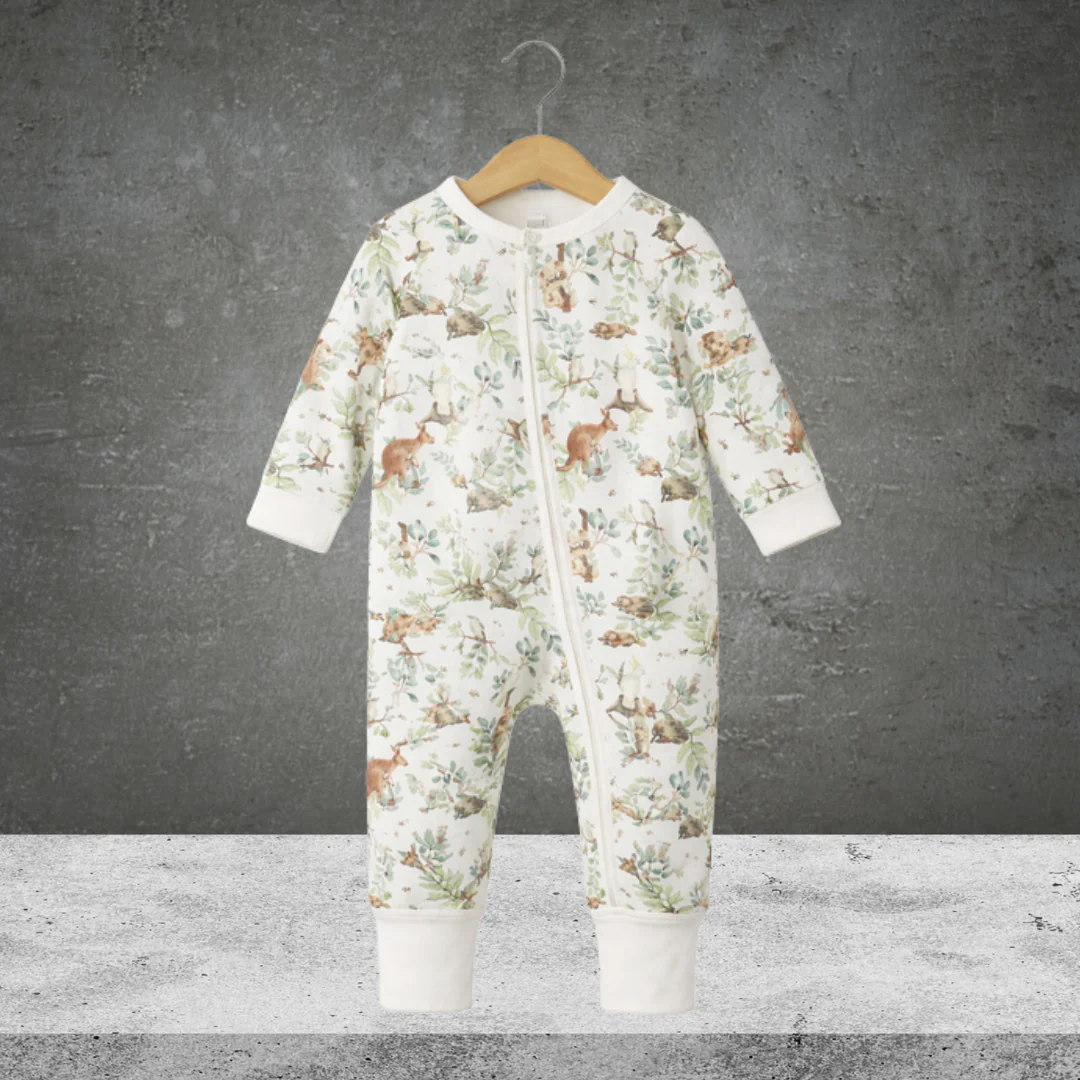 Bebe By Minihaha Charlie Organic L/S Zipsuit Charlie Print