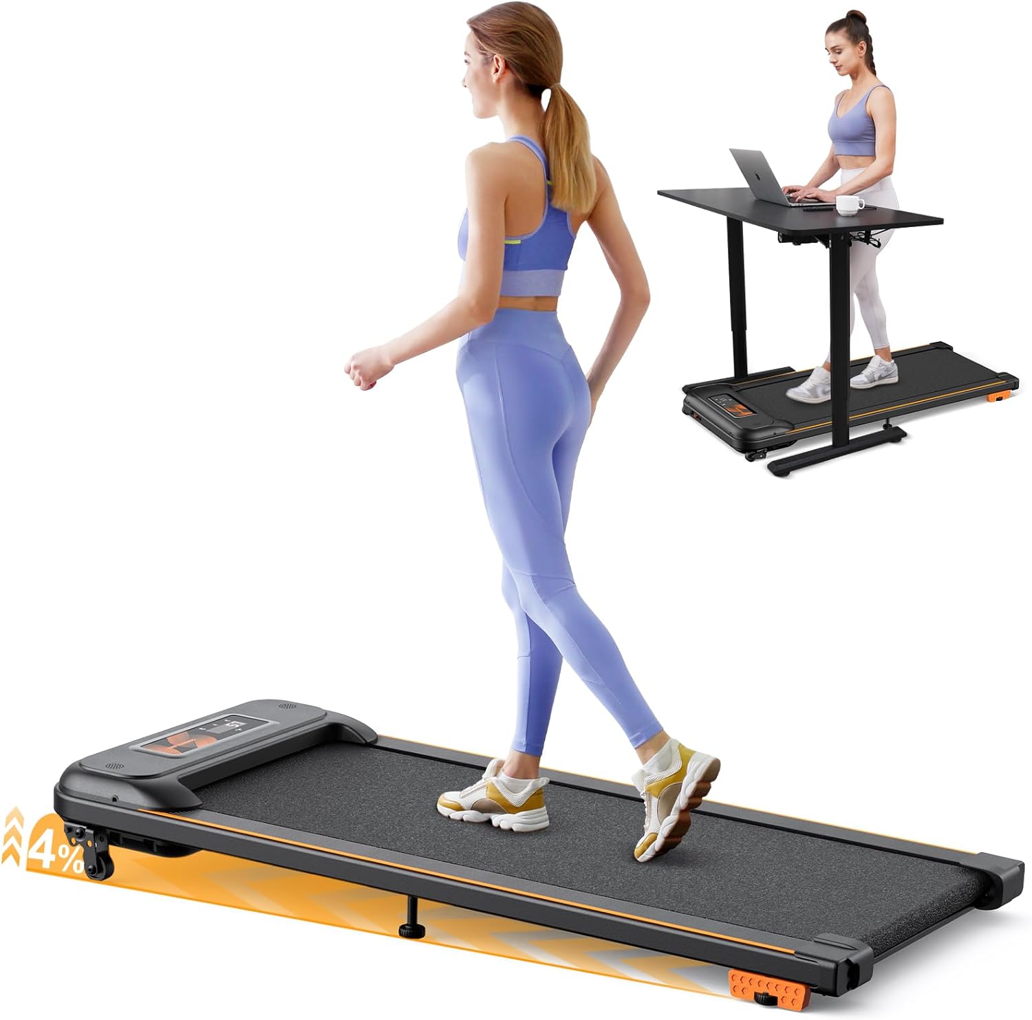 Walking Pad, Laufband für Zuhause, 2,5 PS leiser Motor, schlankes Laufband mit Neigung, 1-6 km/h, LCD-Display, Bluetooth-Lautsprecher, Fernbedienung und App-Steuerung, für Zuhause und Büro