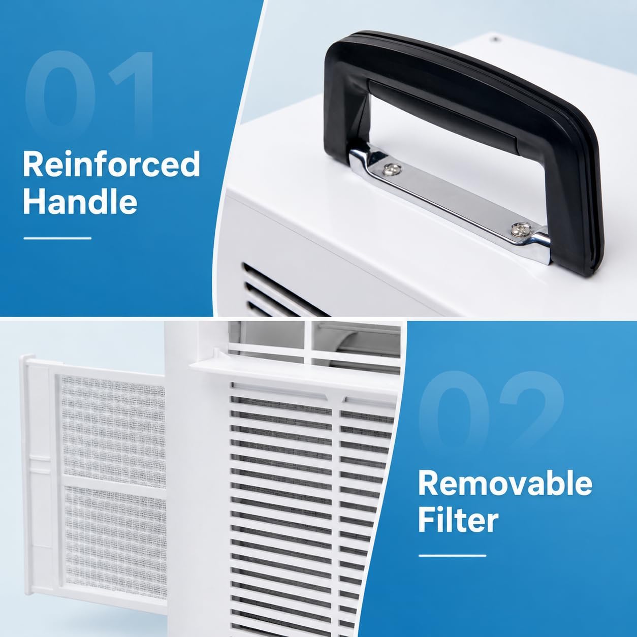 Split-Klimaanlage 3000 BTU Tragbarer Raumkühler mit Touch-Panel-Fernbedienung, 24-Stunden-Timer, oberer Griff, Design für Zuhause, Büro, Camping, keine Montage