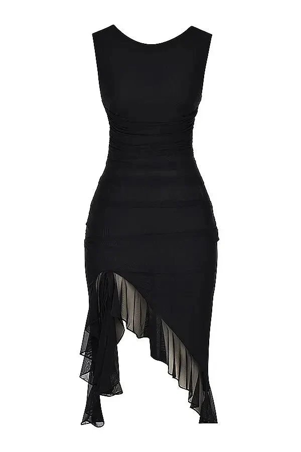 Elegantes Mesh-Midikleid