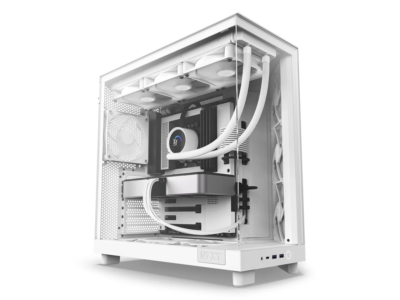 NZXT H6 FLOW Compact Dual-Chamber Mid-Tower Behuizing met Airflow, Wit, CC-H61FW-01