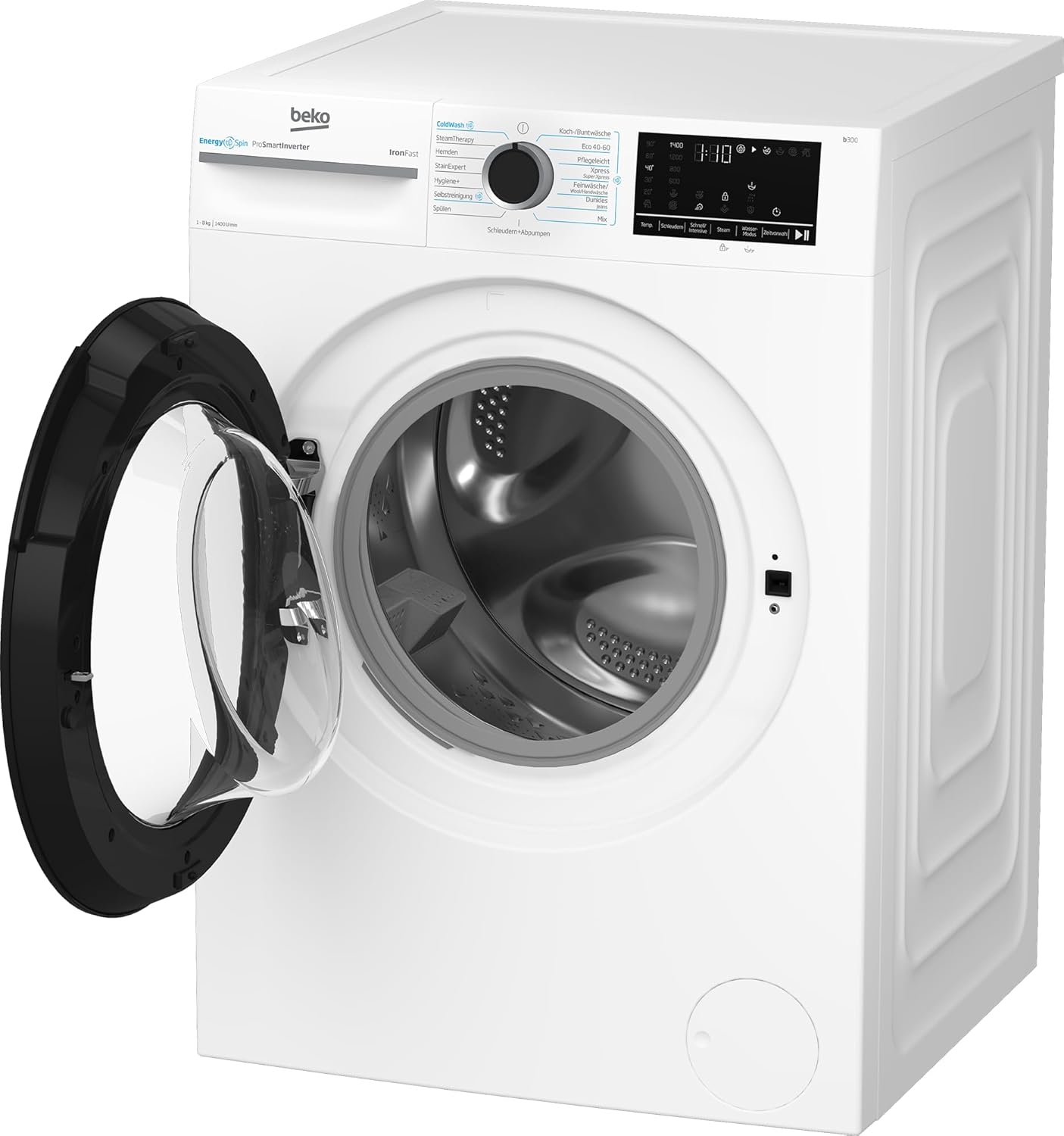 Beko B3WFU58415W1 b300 Waschmaschine, 8 kg, Waschvollautomat, Restzeitanzeige, Schleuderwahl, 1400 U/min, Dampffunktion, AddXtra-Nachlegefunktion, Bluetooth, Hygiene+ allergikergeeignet, Weiß