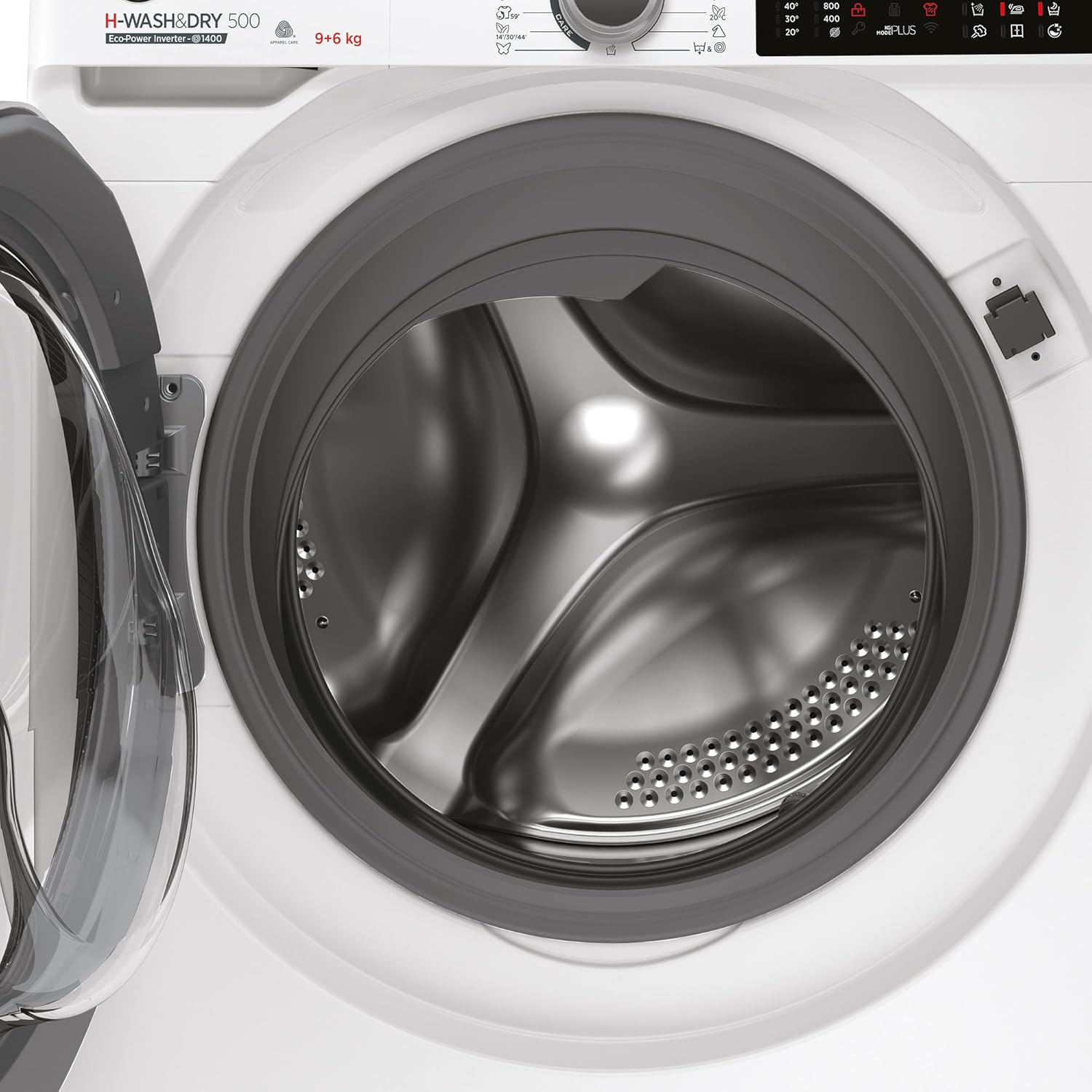 Hoover H-WASH 500 HDQ 496AMBS Waschtrockner / 9 kg Waschen / 6 kg Trocknen / 1400 U/Min. / Eco-Power Inverter Motor/Power Care System/ActiveSteam Dampffunktion/Aquastop/WLAN