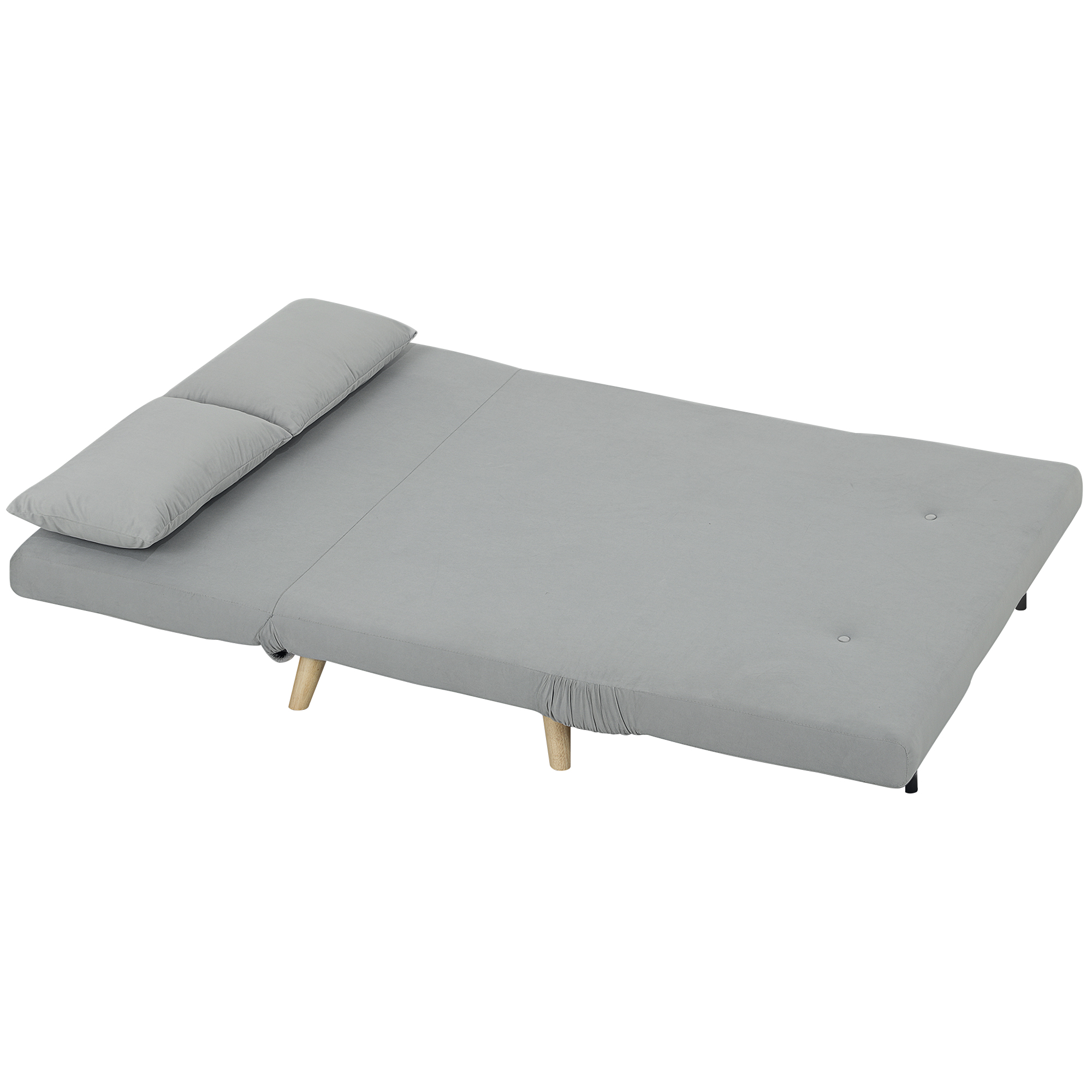 Slaapbank Relaxbank Bank Sofa, incl. 2 Kussens, Fluweel Look, 130 x 78 x 79 cm, Lichtgrijs