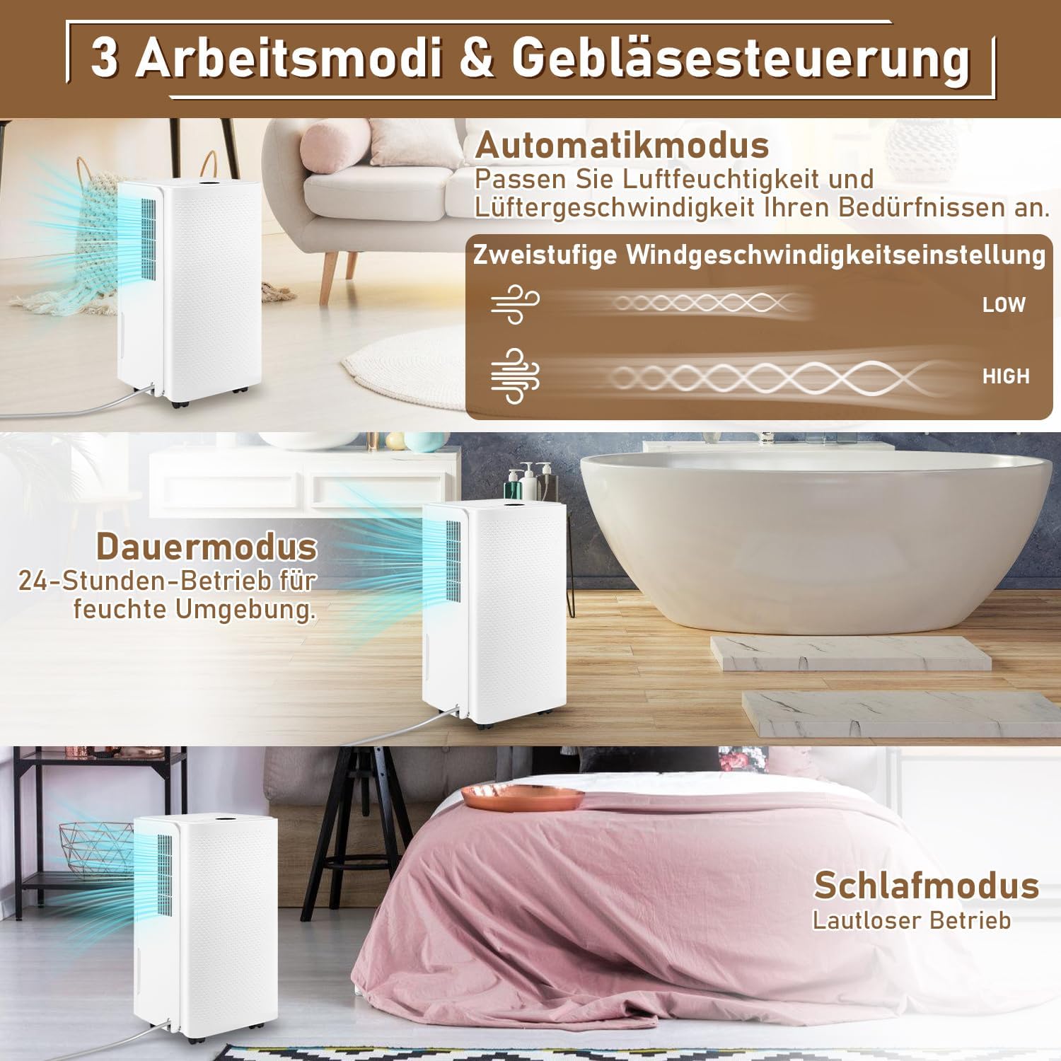Luftentfeuchter, Luftentfeuchter Elektrisch 16L/24h, Raumgröße ca.75m³(25m²), Leiser Entfeuchter Elektrisch, 24H Timer, Wassertank 2L, Raumentfeuchter für Keller, Wohnung, Wohnzimmer