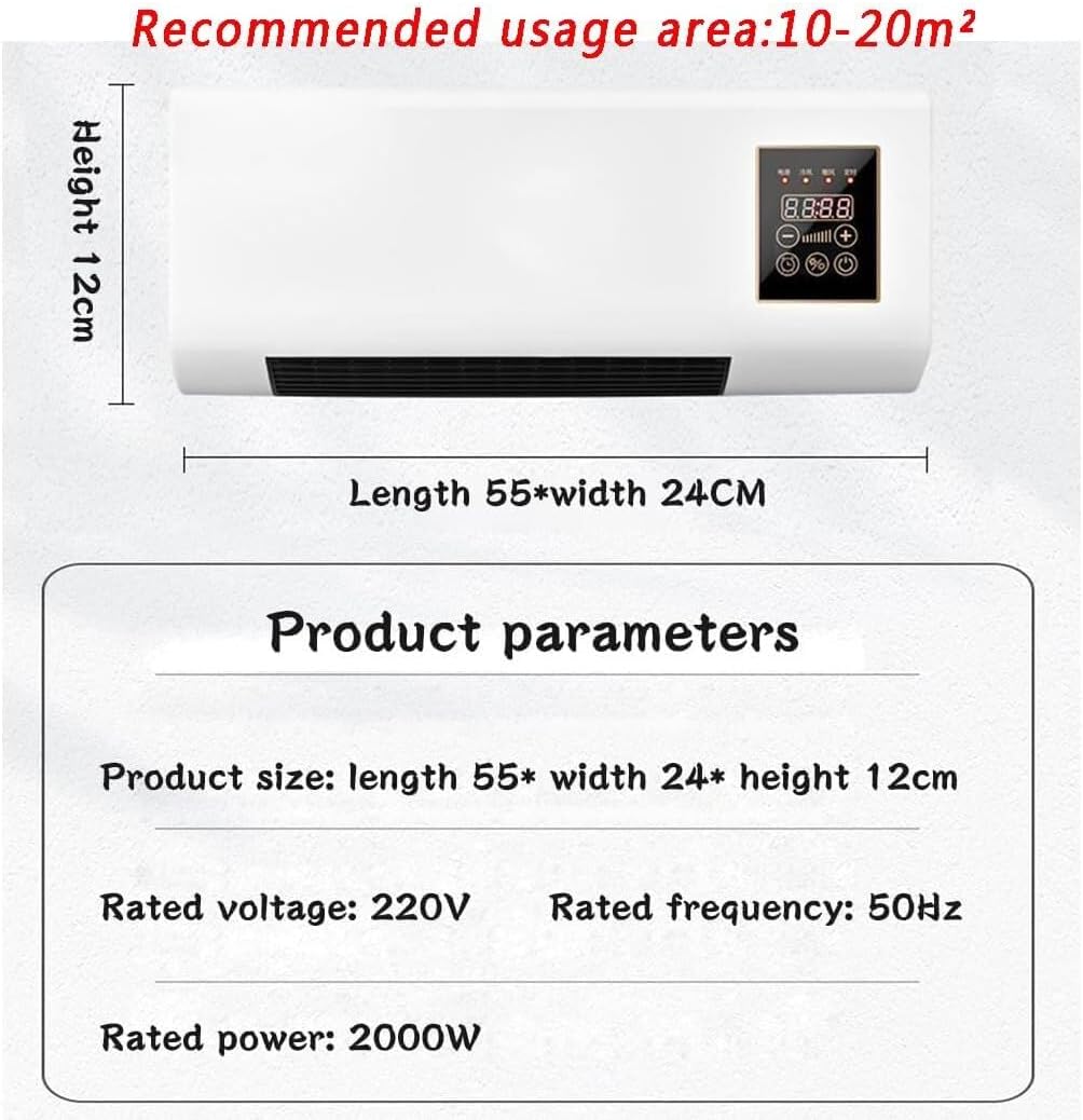 Mini-Klimaanlage – Wandmontiertes Heiz- und Kühlgerät mit Fernbedienung, ideal für Zelt, Schlafzimmer, Wohnzimmer, Büro, 8-Stunden-Timerfunktion