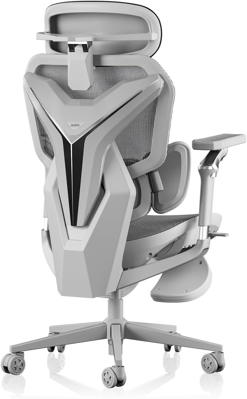 AutoFull G7 Ergonomischer Gaming Stuhl, Gaming-Stühle mit Dynamischer Lendenstütze, 720° Doppelachsen-Dreharmlehnen, 140° Rückenlehnen-Neigung & 4D-Nackenkissen (Weiß)