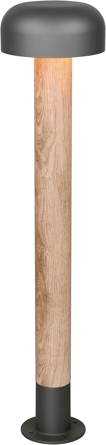 Trio Leuchten Außen Wegeleuchte Fraser 462560135, Aluminium Druckguss Anthrazit/Print Holznachbildung, exkl. 1x E27