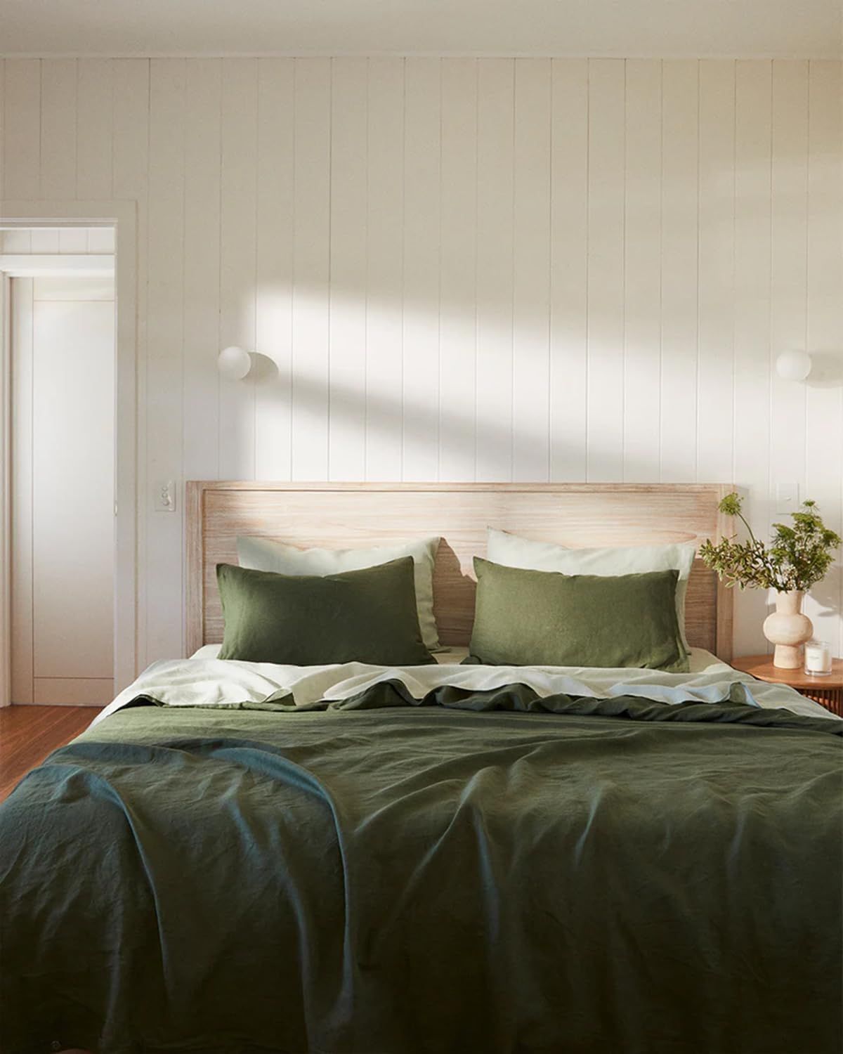 Premium Olive French Flax Linen Duvet Cover - King Size - Eco-Friendly & Breathable