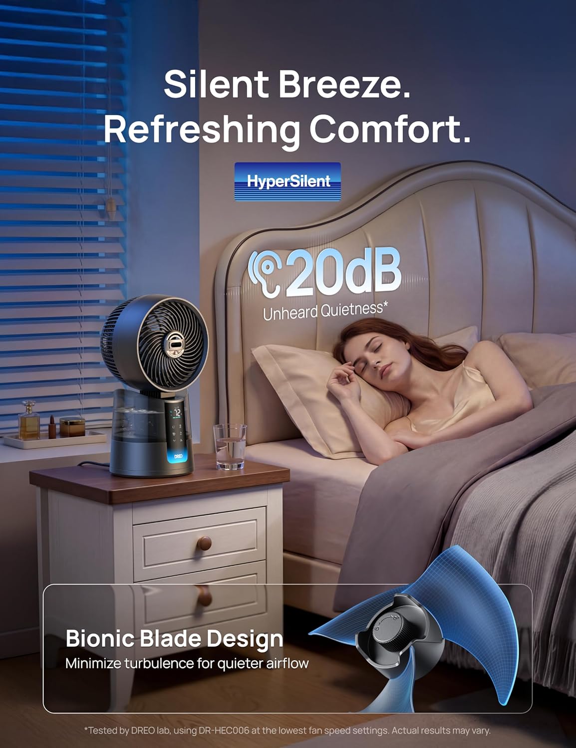 DREO TurboCool Ventilateur brumisateur 516, omnidirectionnel 150° + 30°, ventilateur de refroidissement oscillant qui souffle de l'air froid, vent de 7,9 m/s, brume ultrafine, 20 dB, réservoir de 1,3