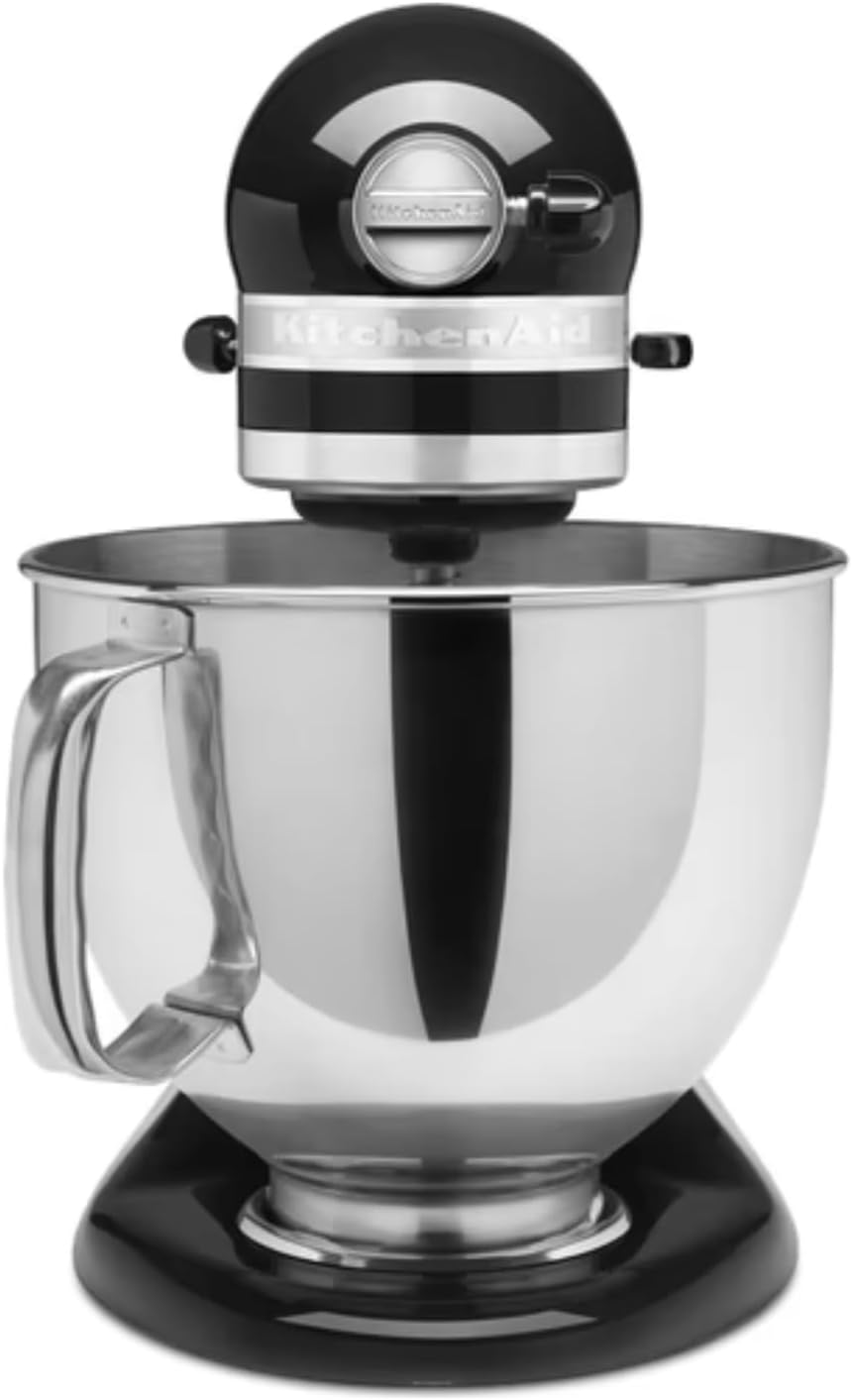 KitchenAid Küchenmaschine I Artisan I Kippbarem Food Processor I Teigknetmaschine mit 5 Zubehör | 2 Schüsseln aus Edelstahl | 4.8 L | Schwarz