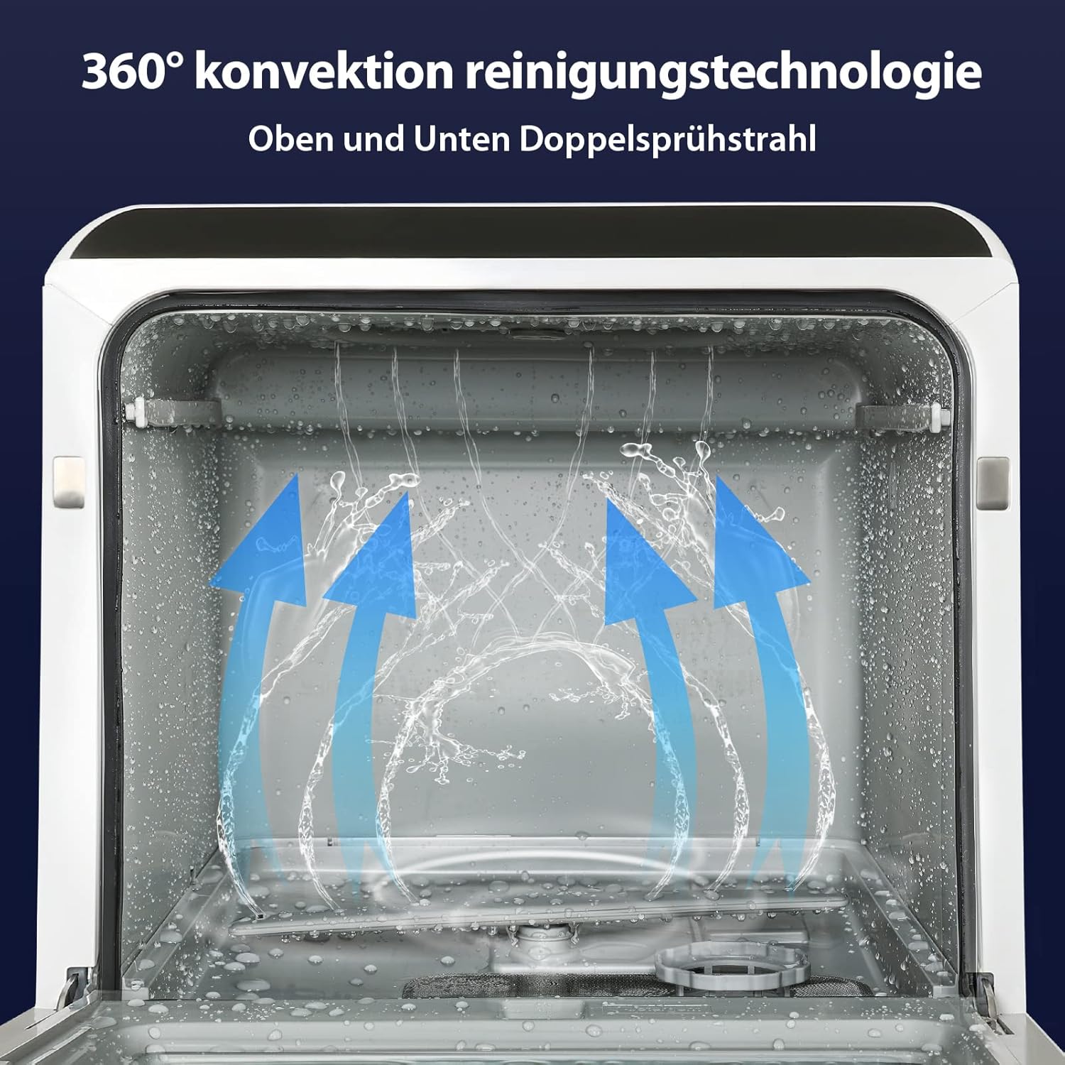 Fullwatt Mini Geschirrspüler für 3 Gedecke Freistehender Tischgeschirrspüler, mit/ohne Wasseranschluss nutzbar, ragbarer Geschirrspüler mit 5+1 Programme Integriertem 5 Liter Wassertank Touch Control