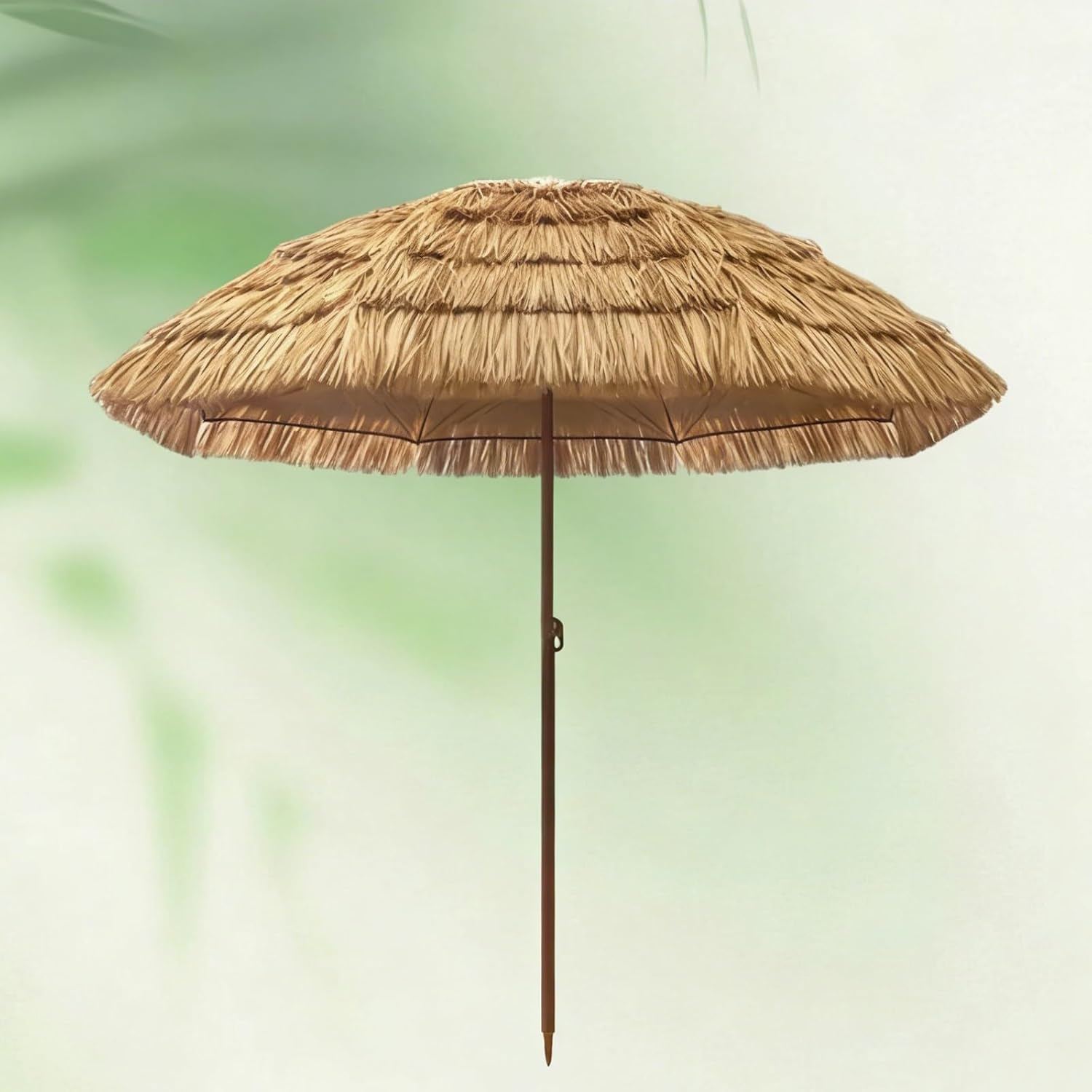 Hula-Strohschirm, Natürliche Farbe, Tragbarer Terrassenschirm for Den Außenbereich, Stabile Rippen, for Pool, Veranda, Garten, Terrasse, Hinterhof(1.5m/4.9ft)
